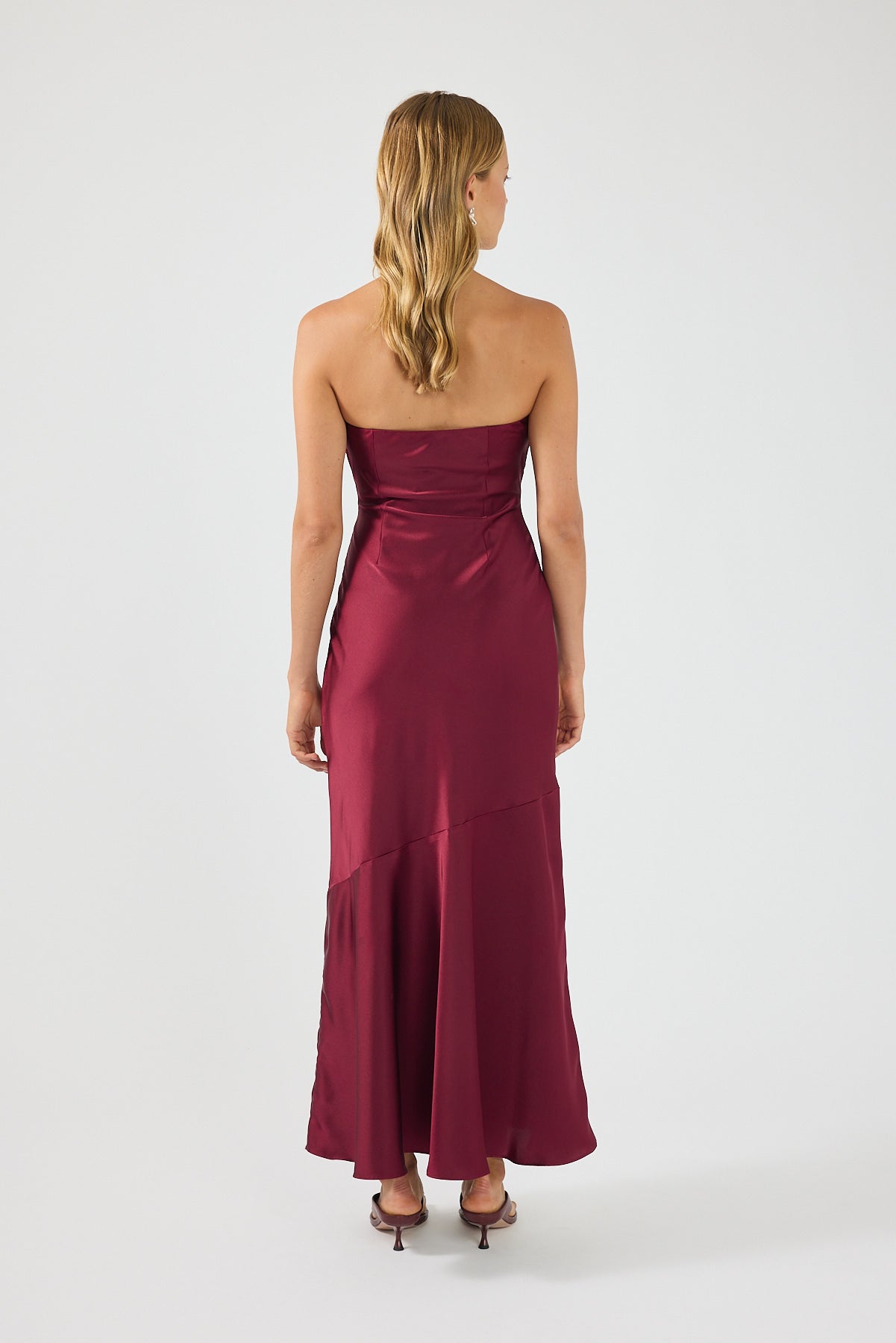 Perfect Stranger Hallie Strapless Maxi Dress Burgundy