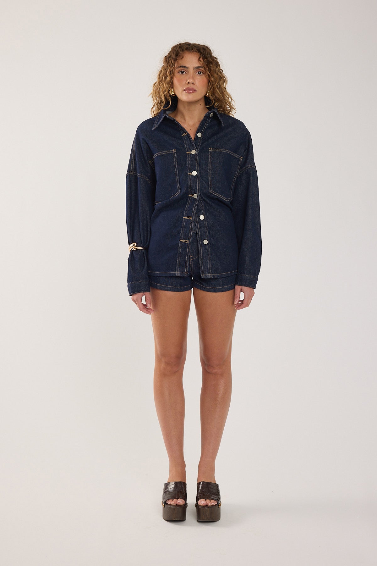 Perfect Stranger Myra Low Rise Denim Short Dark Blue Denim