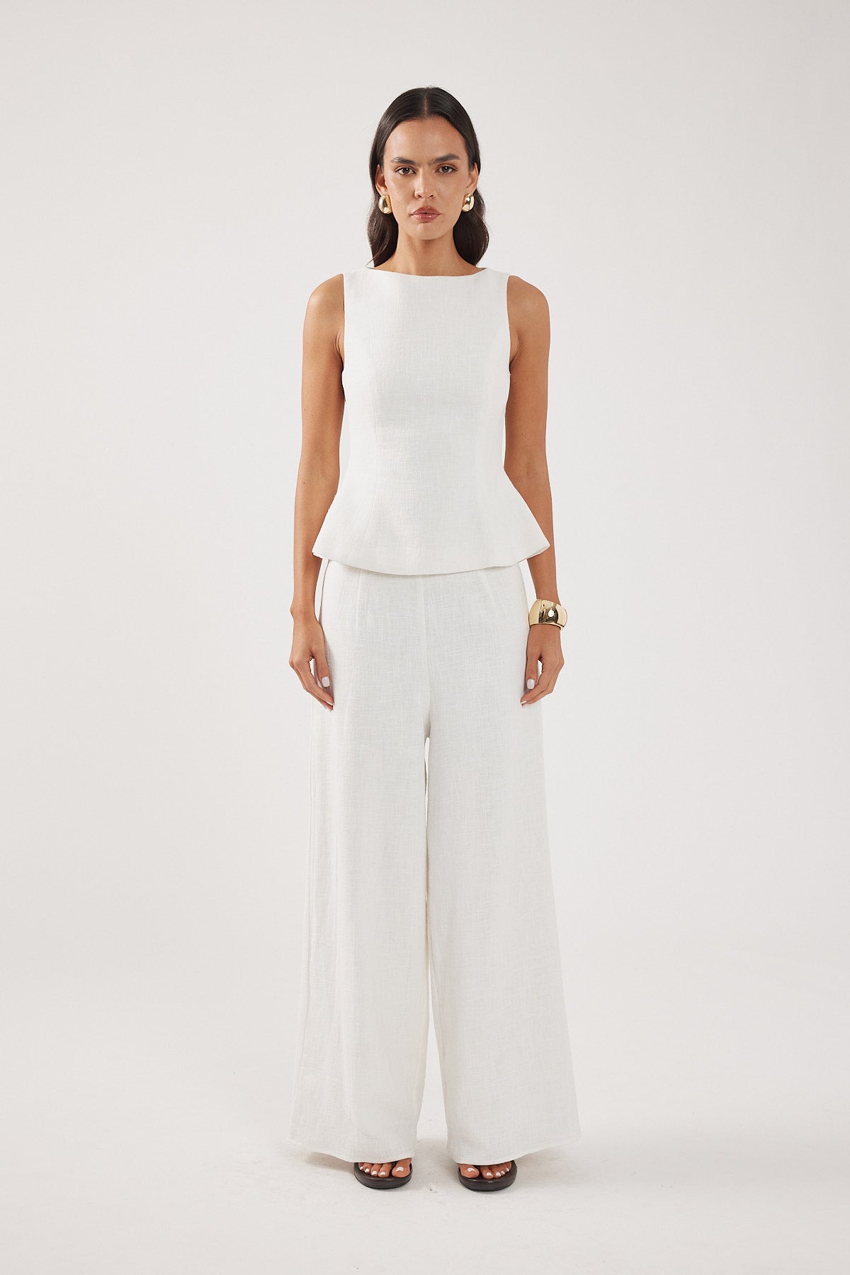 Perfect Stranger Menorca Boat Neck Top Off White