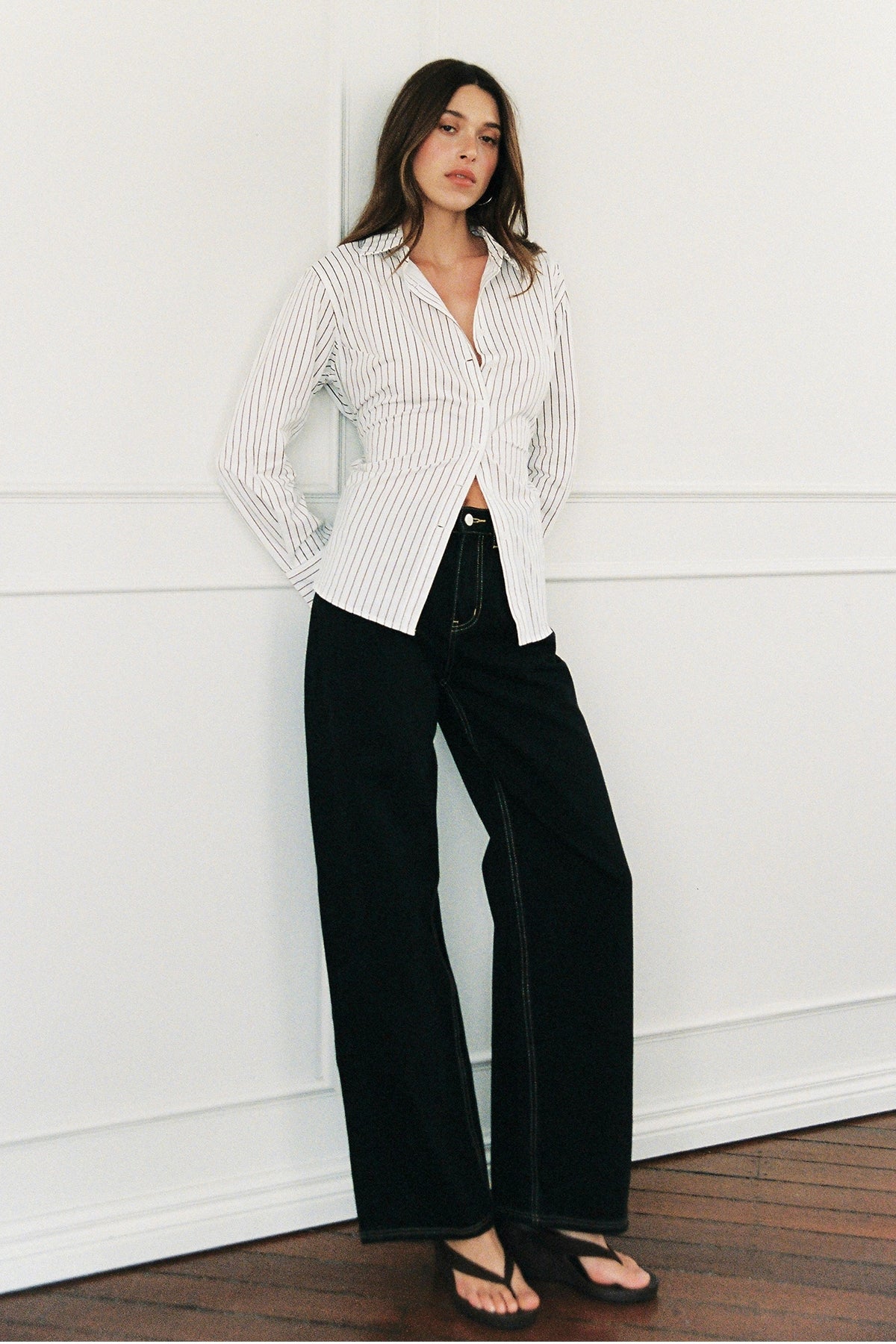 Perfect Stranger Hudson Tie Back Shirt White Stripe