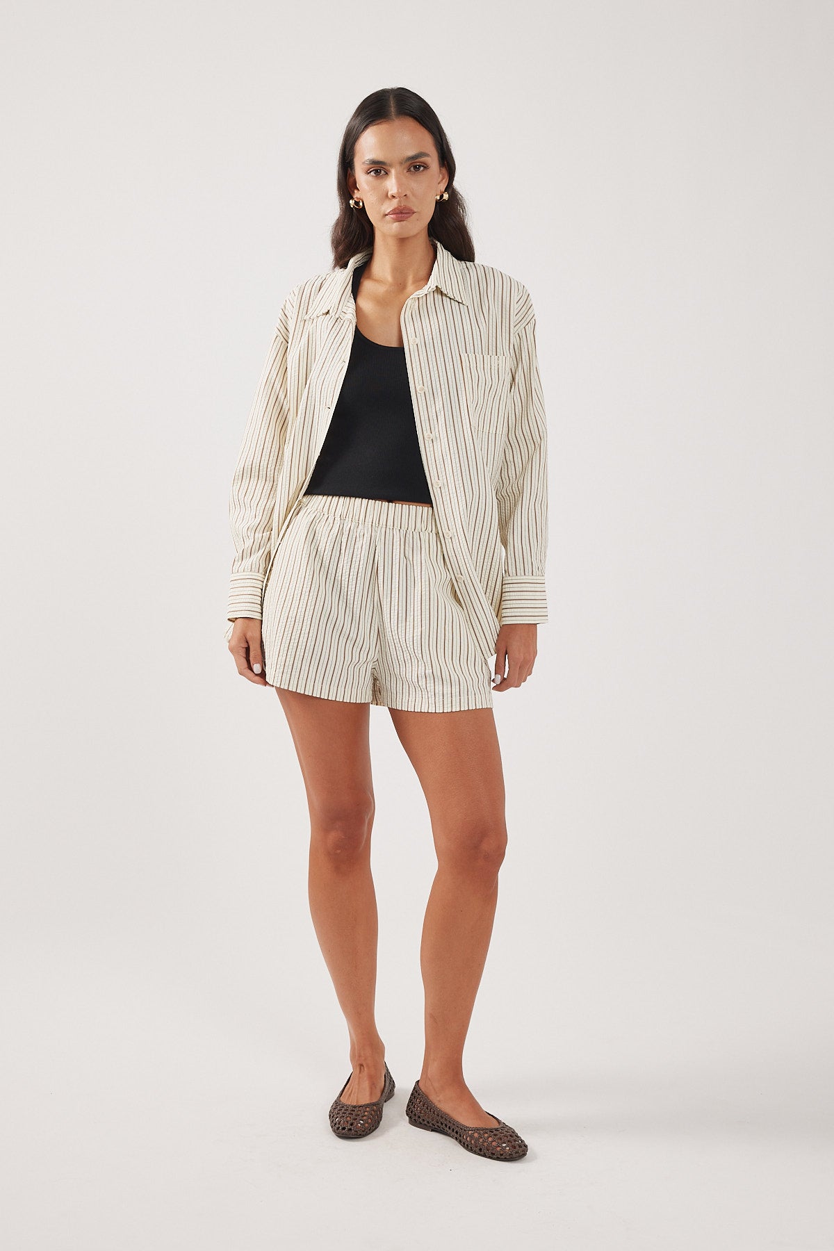 Perfect Stranger Hollis Oversized Shirt Cream Stripe