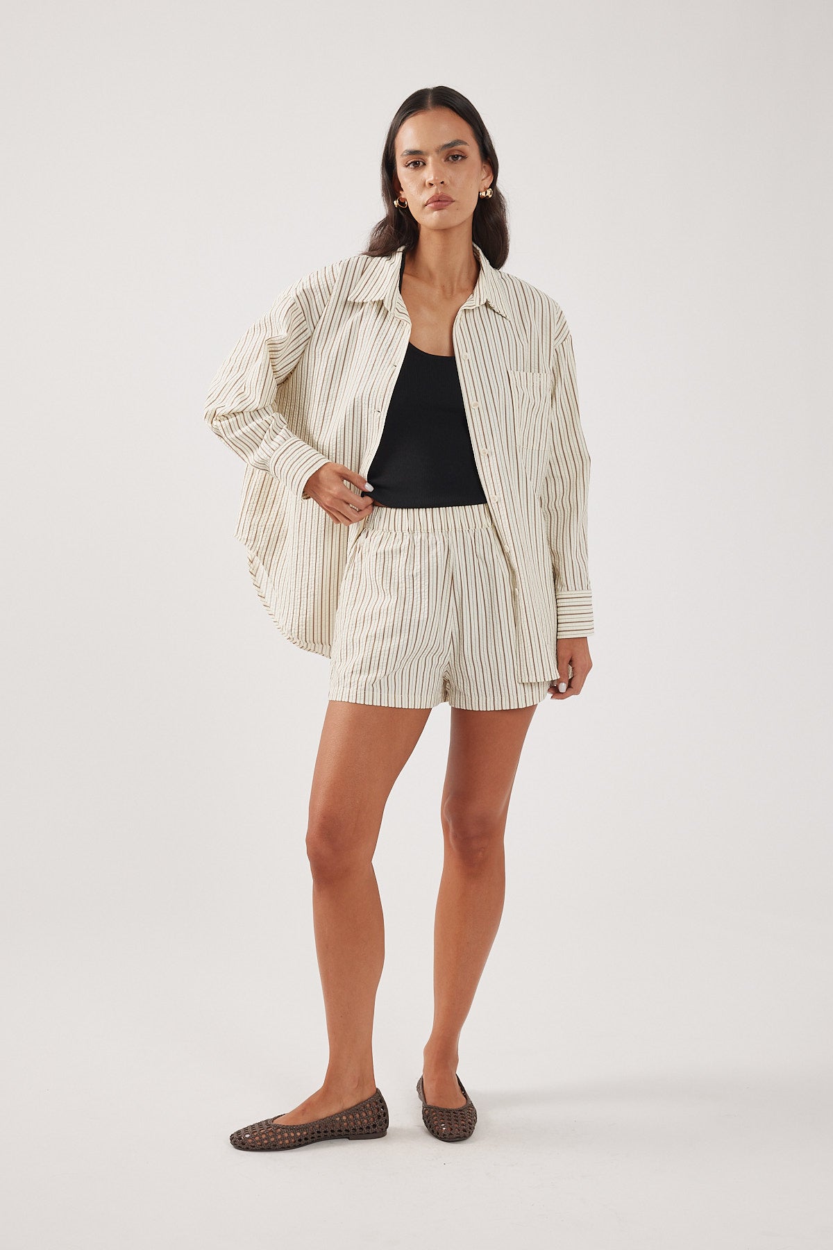Perfect Stranger Hollis Oversized Shirt Cream Stripe