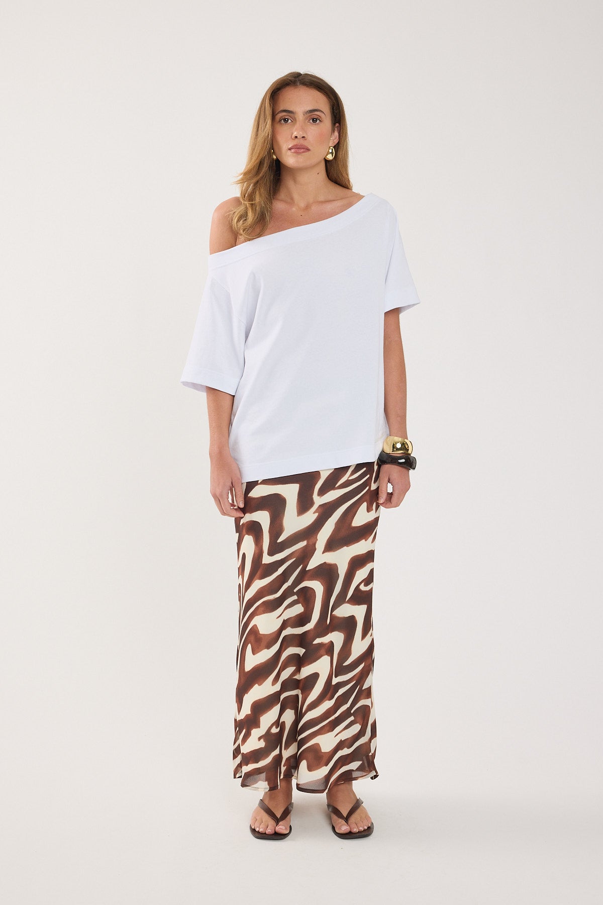 Perfect Stranger Elliot Maxi Skirt Brown Print