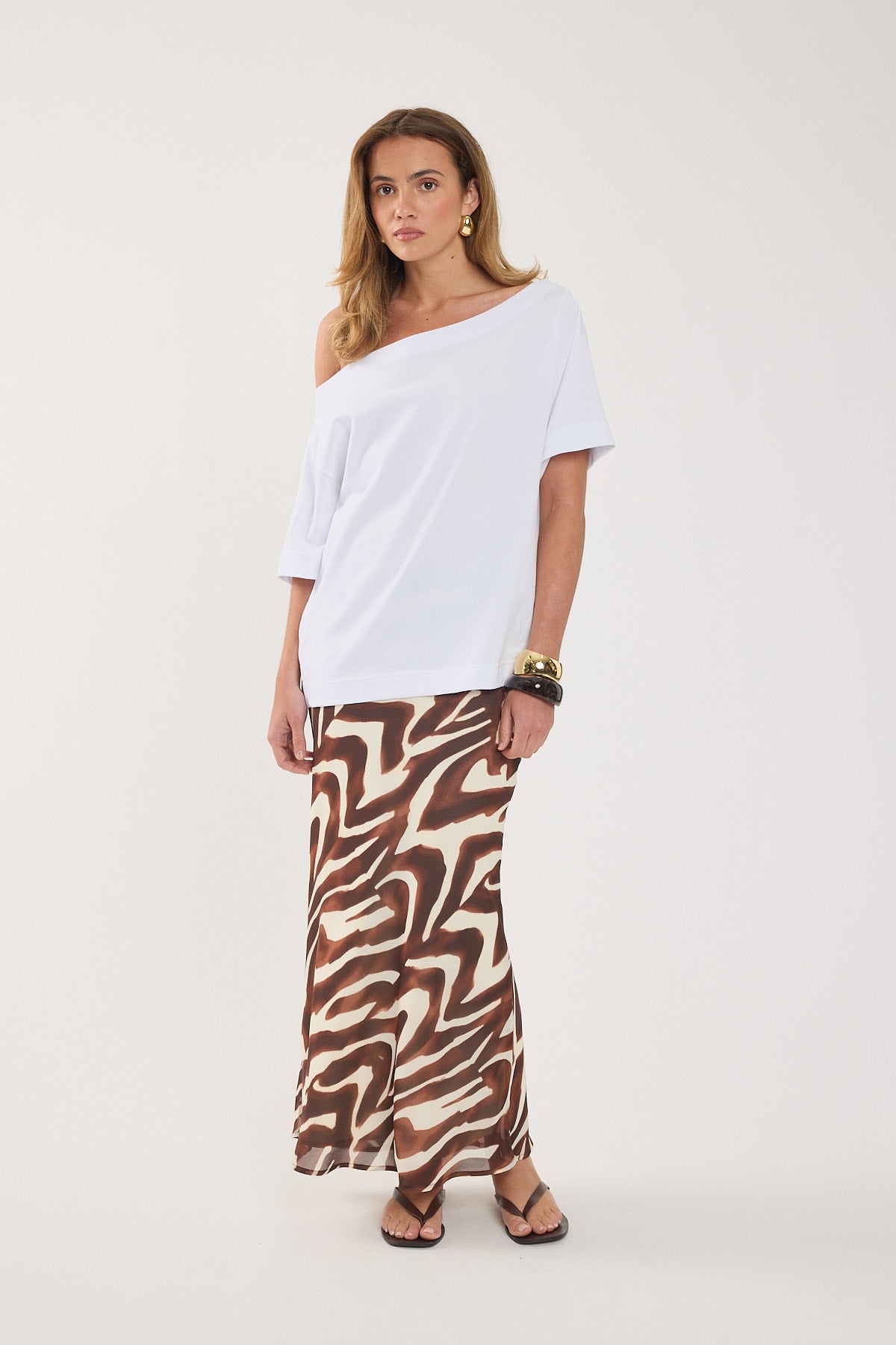 Perfect Stranger Elliot Maxi Skirt Brown Print