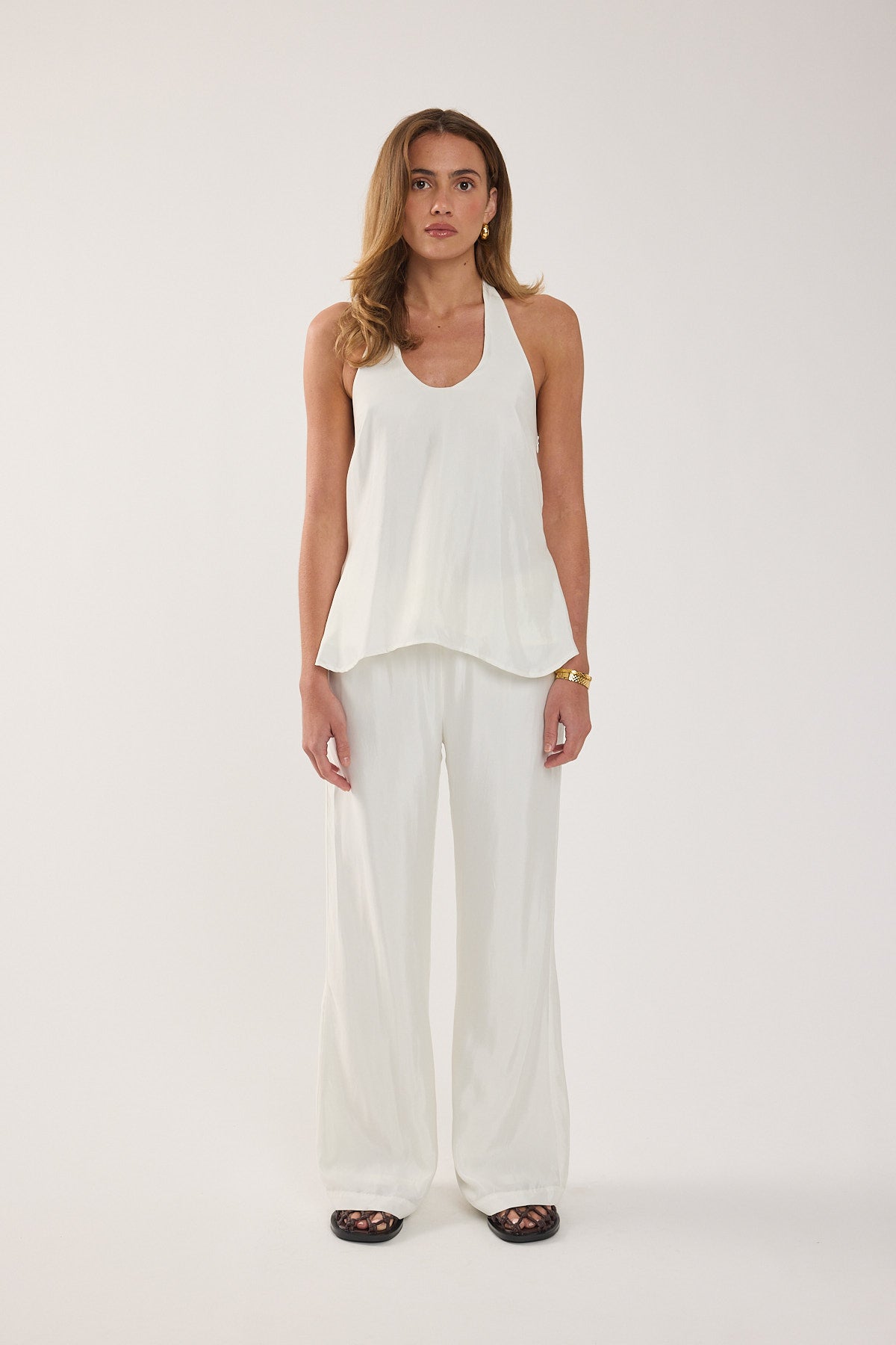 Perfect Stranger Jamie Cupro Mid Rise Pants White