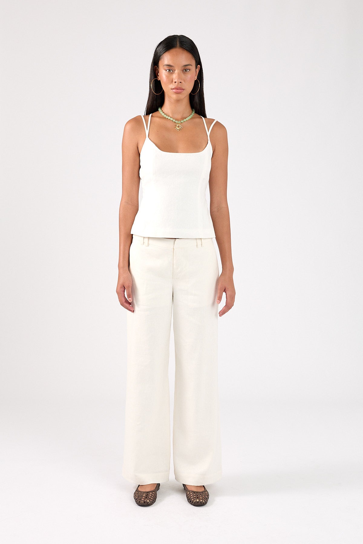 Perfect Stranger Banco Linen Low Rise Pants Off-White