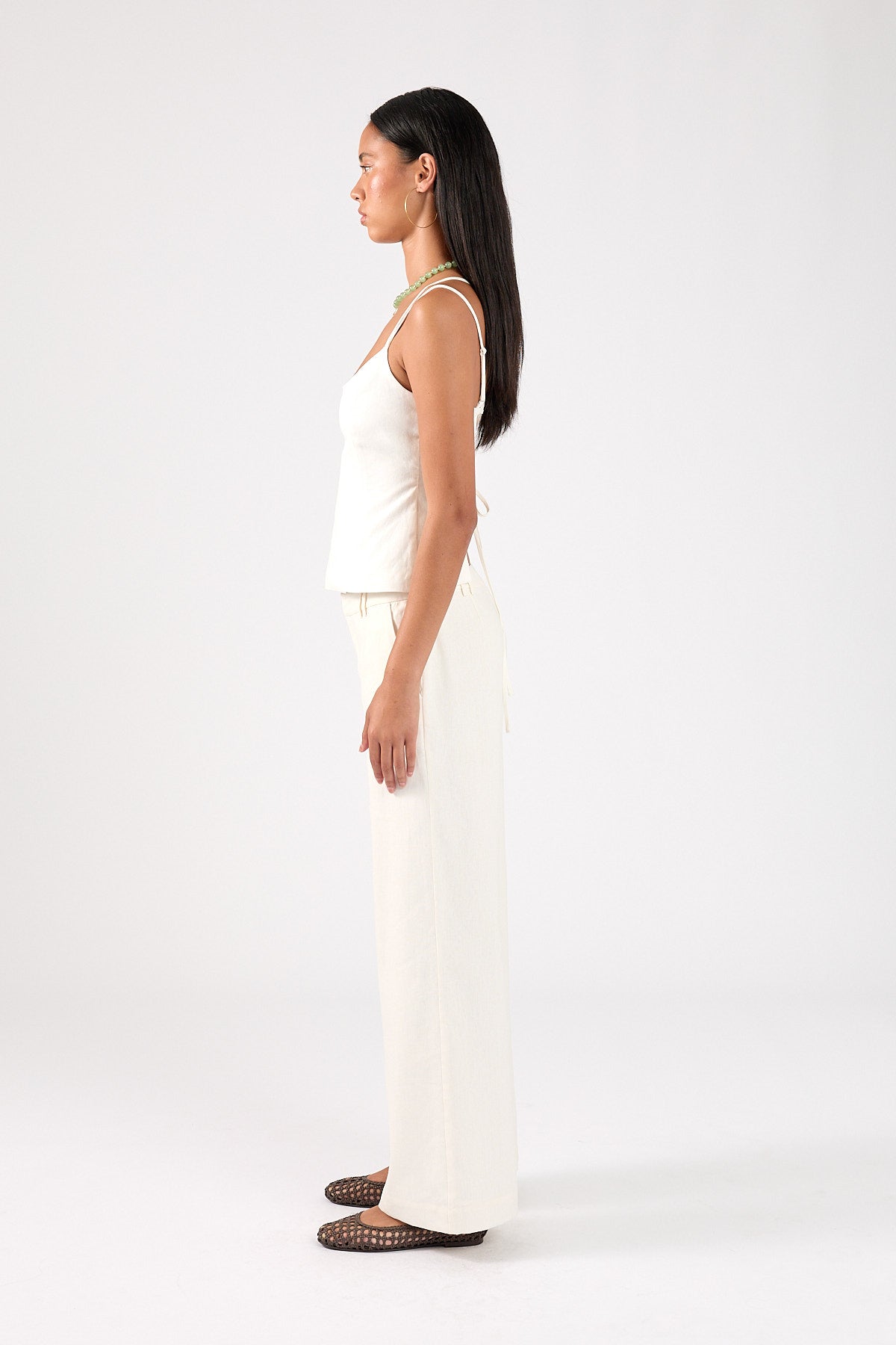 Perfect Stranger Banco Linen Low Rise Pants Off-White