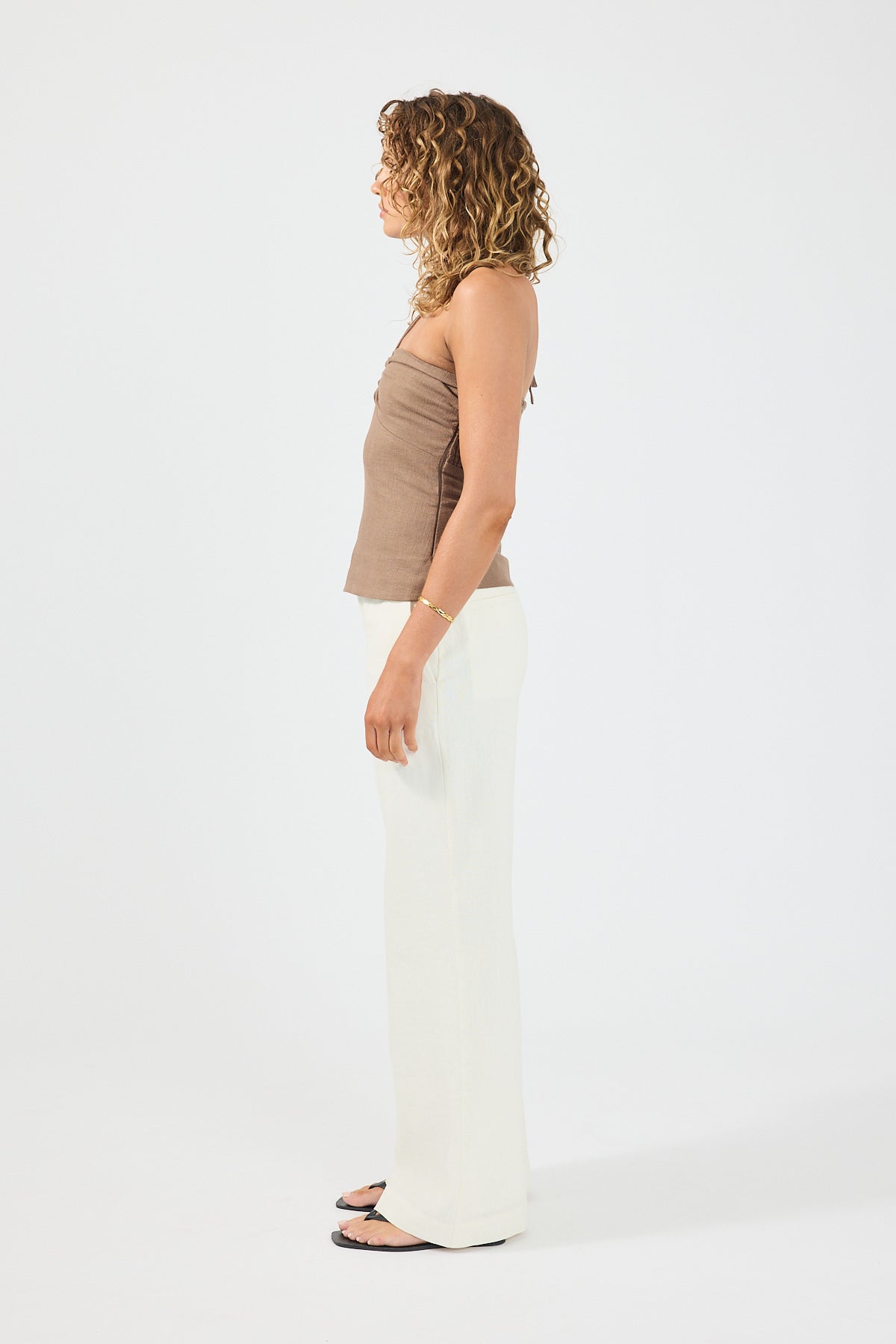 Perfect Stranger Banco Linen Low Rise Pants Off-White