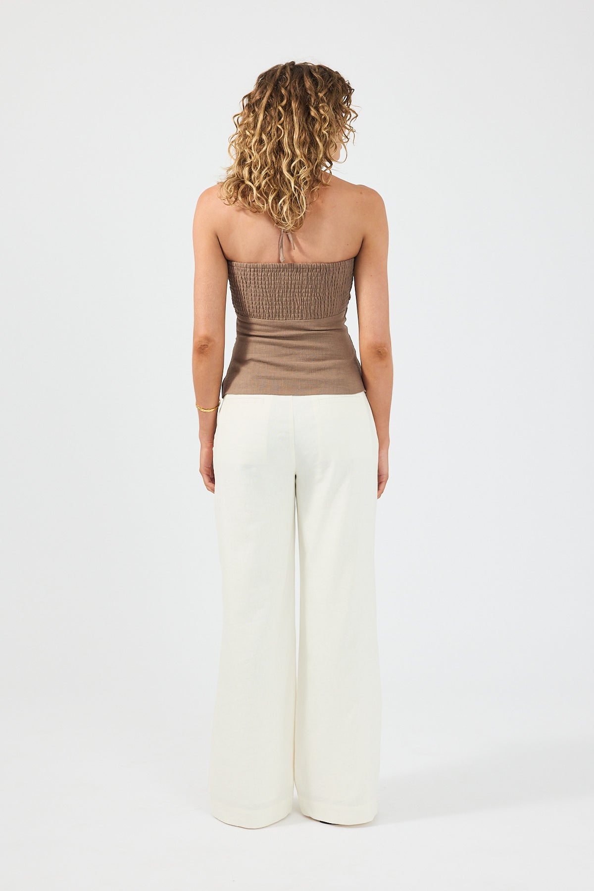 Perfect Stranger Banco Linen Low Rise Pants Off-White