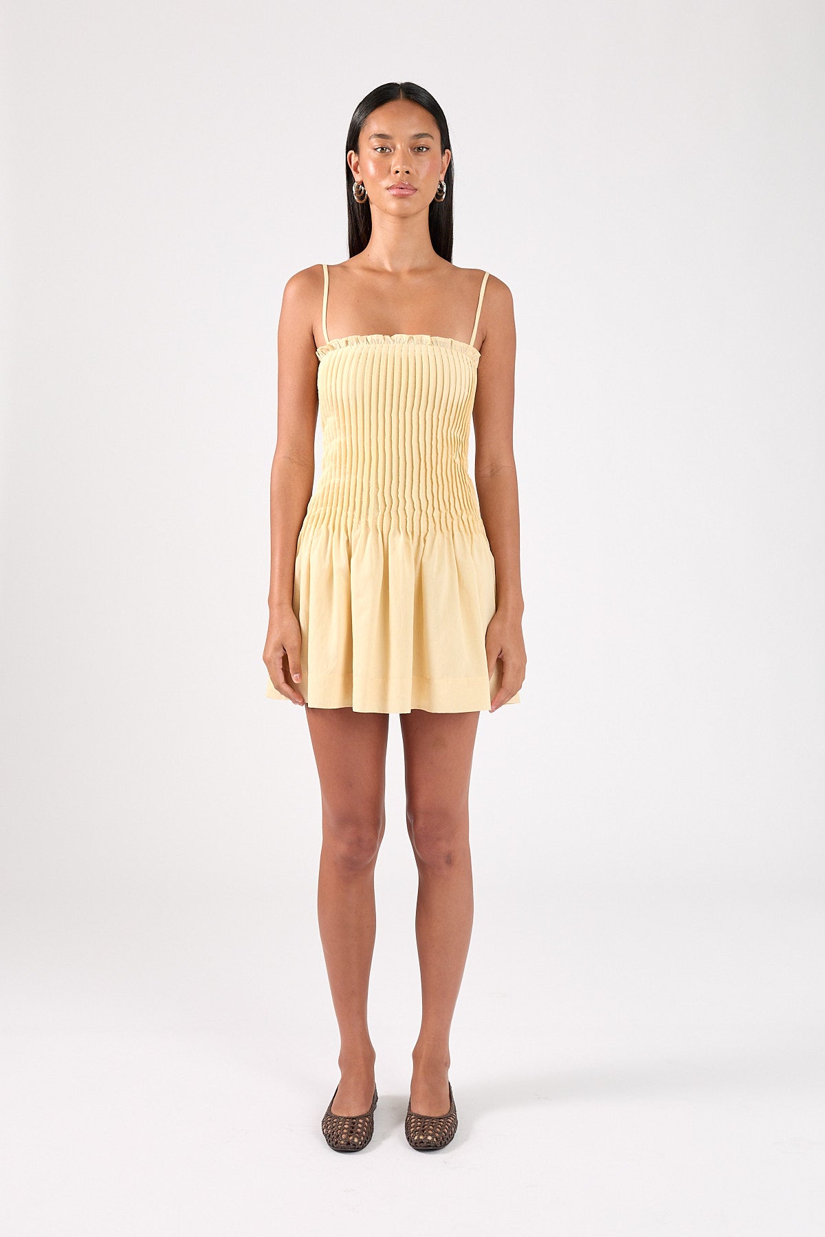 Perfect Stranger Cameron Pintuck Mini Dress Butter