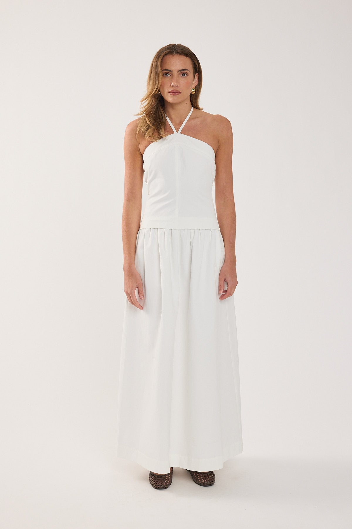 Perfect Stranger Morella Halter Maxi Dress White