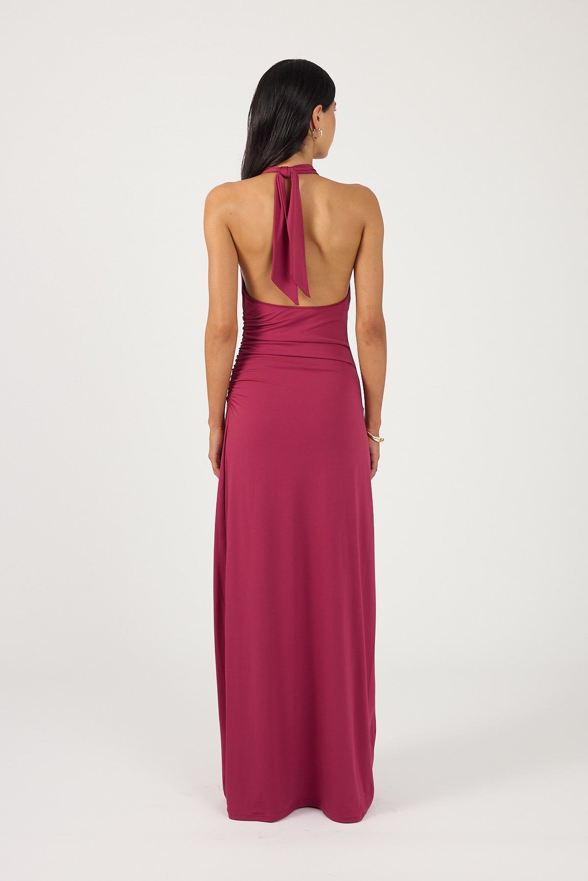 Perfect Stranger Isla Halter Twist Maxi Dress Burgundy