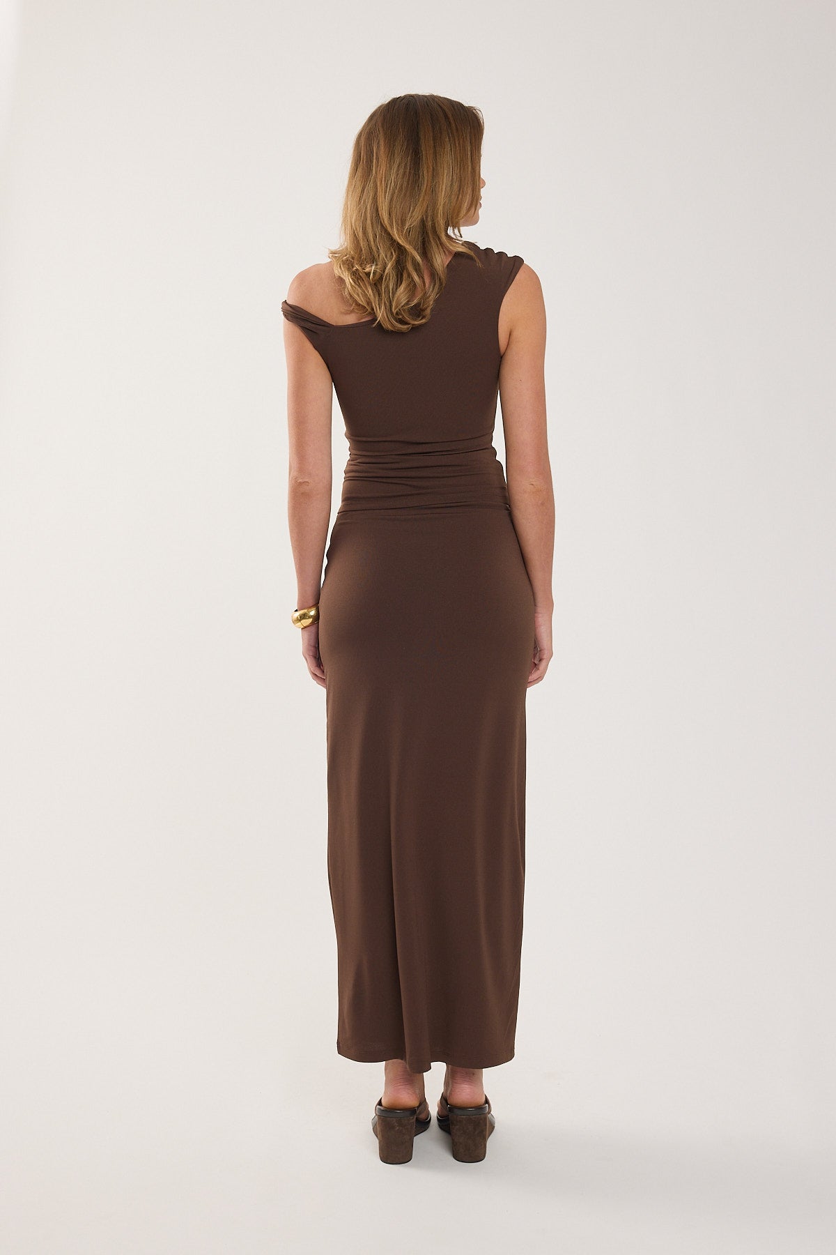 Perfect Stranger Dorian Draped Buckle Top Brown