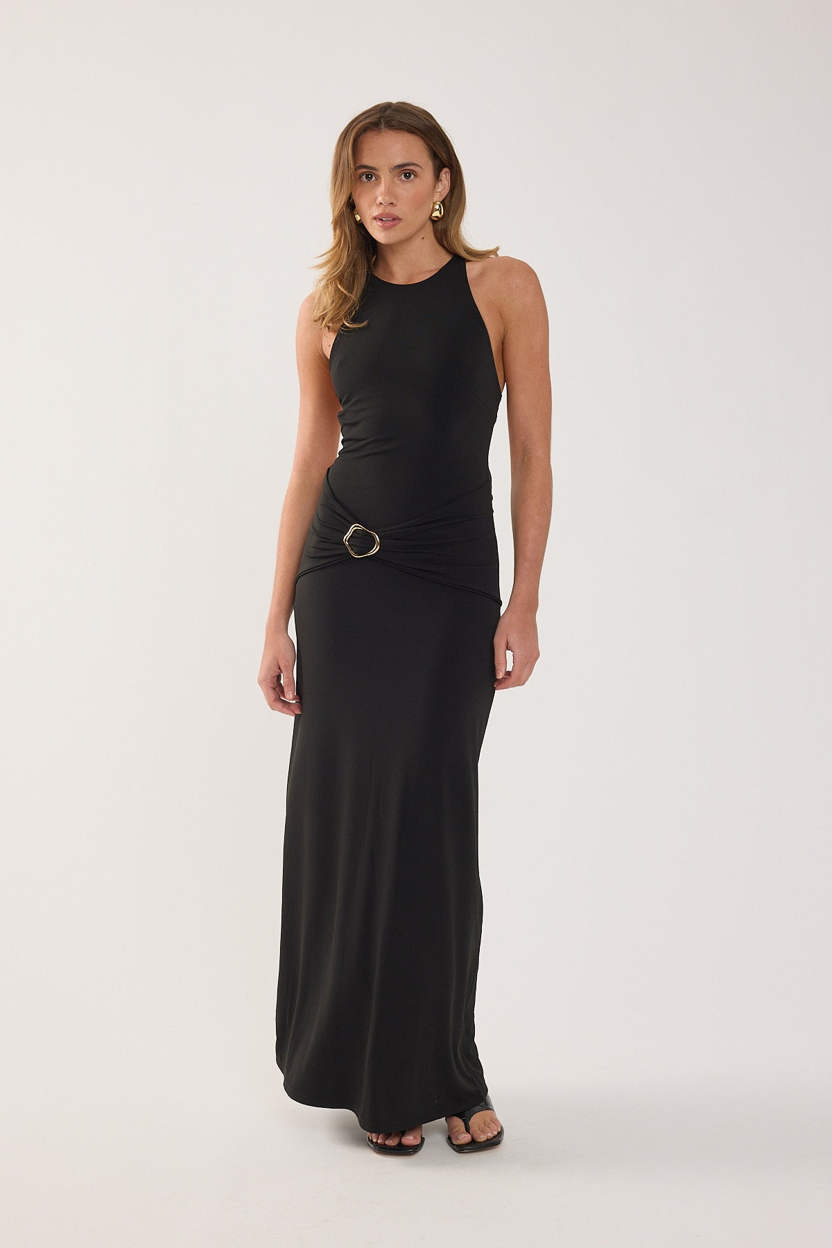 Perfect Stranger Dorian Buckle Maxi Dress Black