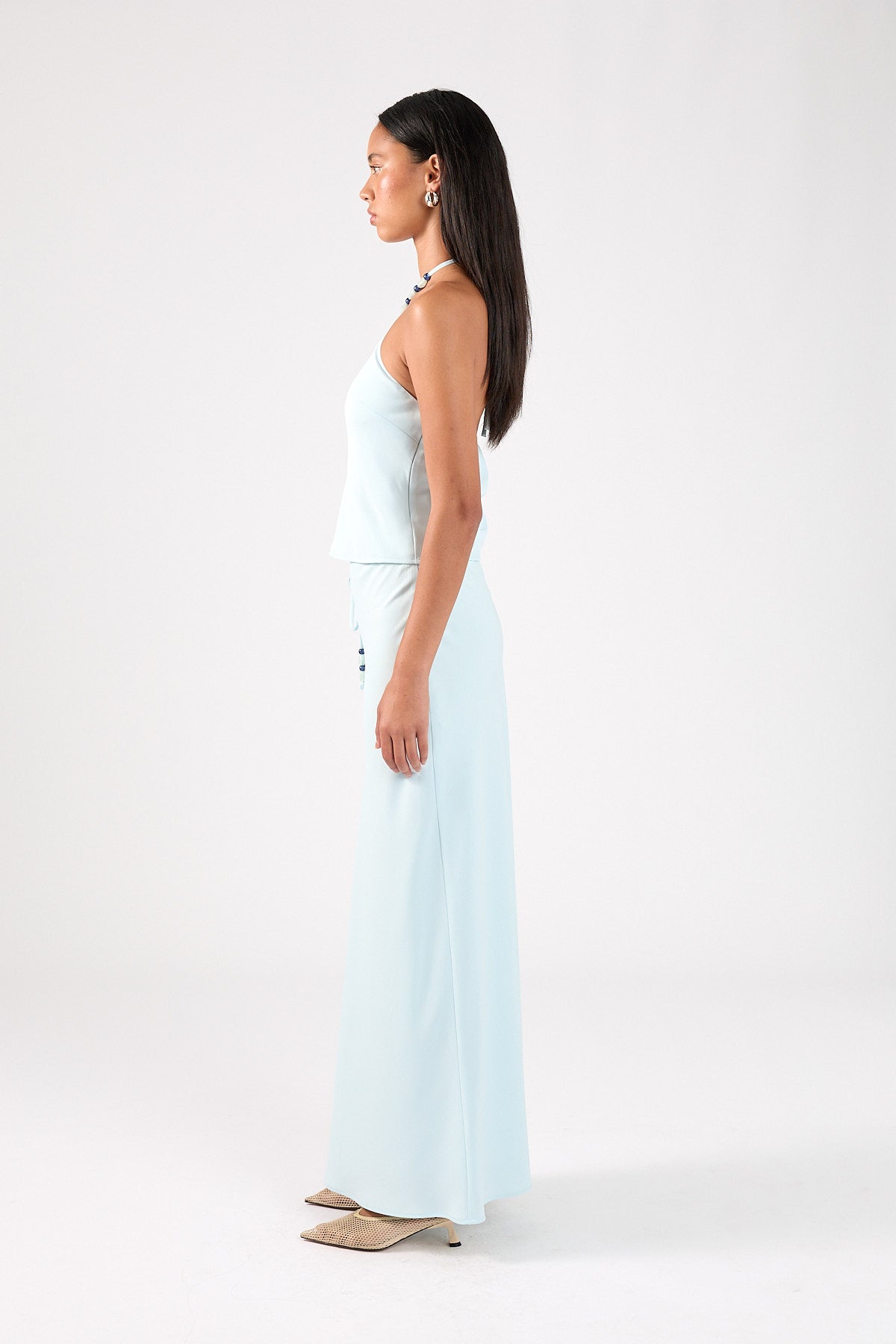 Perfect Stranger Ariel beaded Maxi Skirt Light Blue