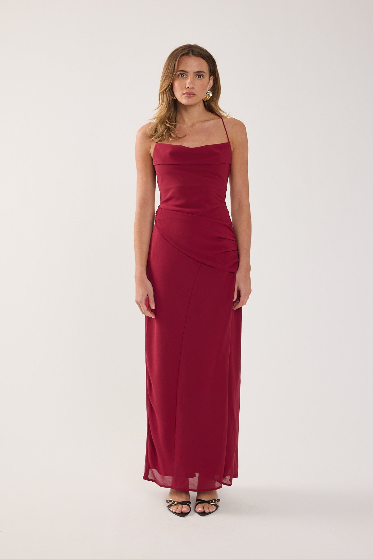 Perfect Stranger Saskia Chiffon Maxi Dress Raspberry