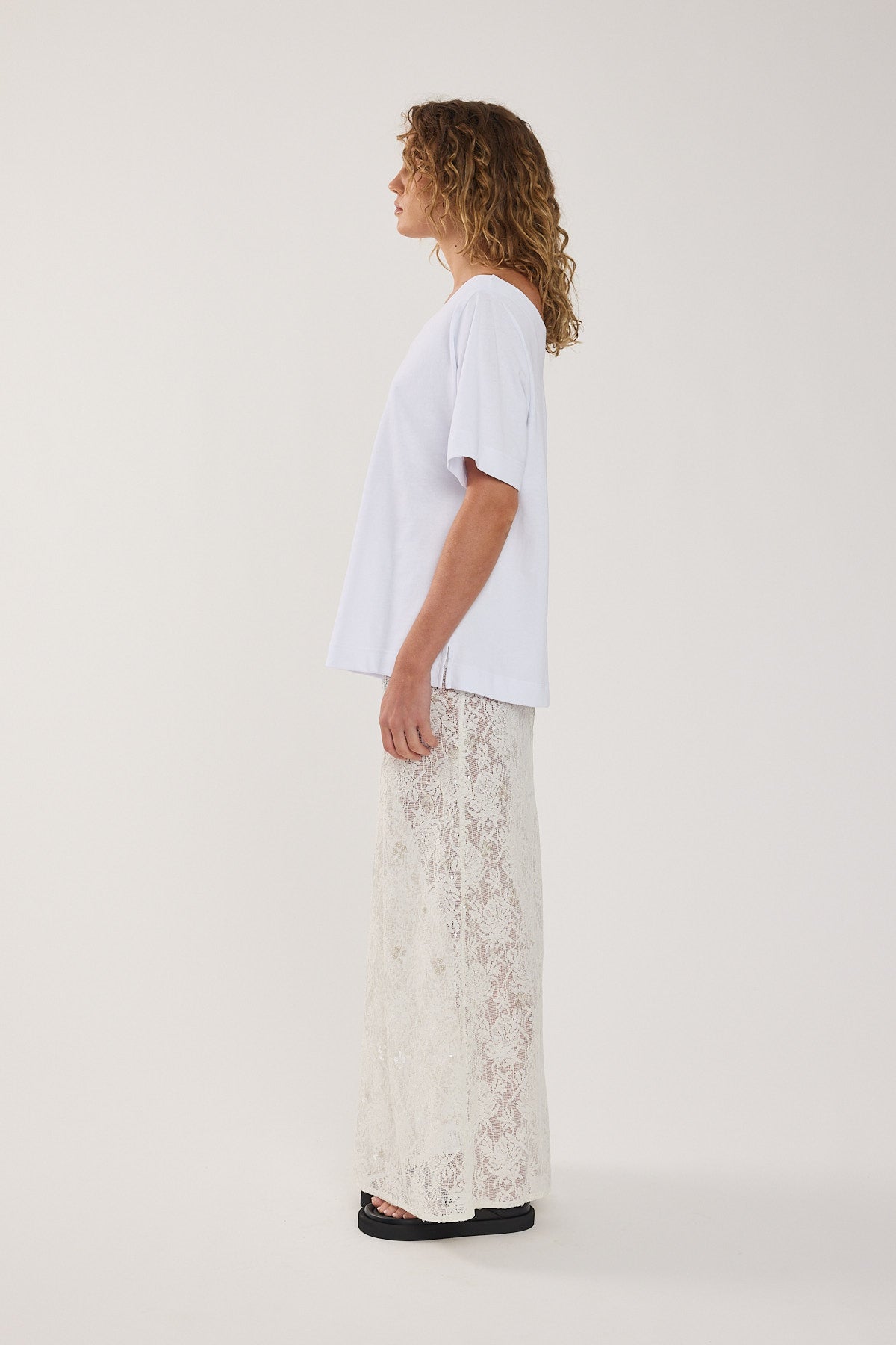 Perfect Stranger Oversized Boat Neck Tee White