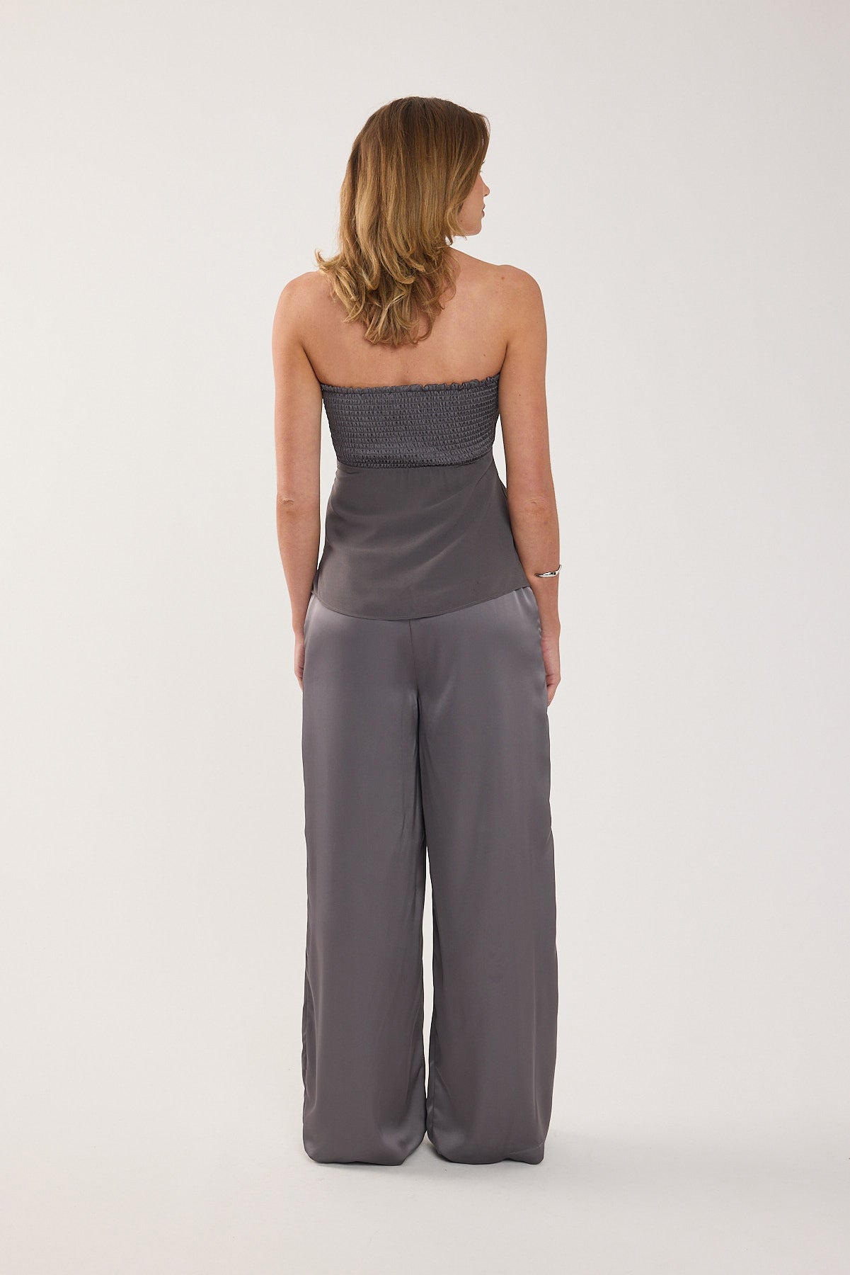 Perfect Stranger Ellie Satin Mid Rise Pants Charcoal