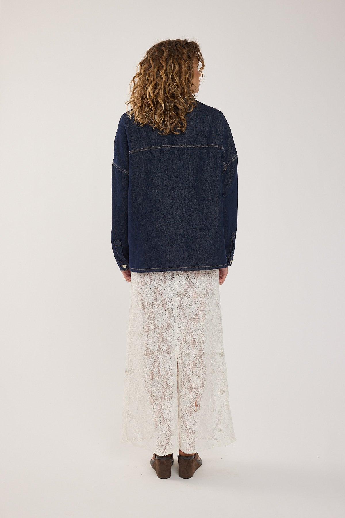 Perfect Stranger Wren Denim Over Shirt Dark Blue Denim