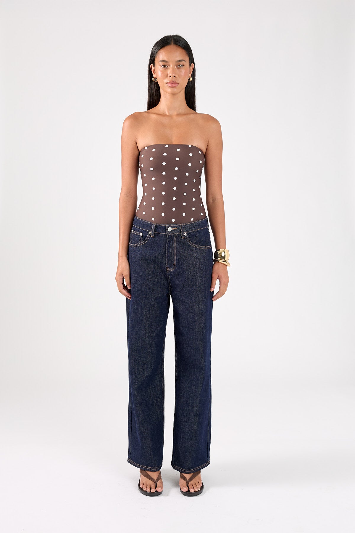 Perfect Stranger Auralie Strapless One Piece Brown Polka