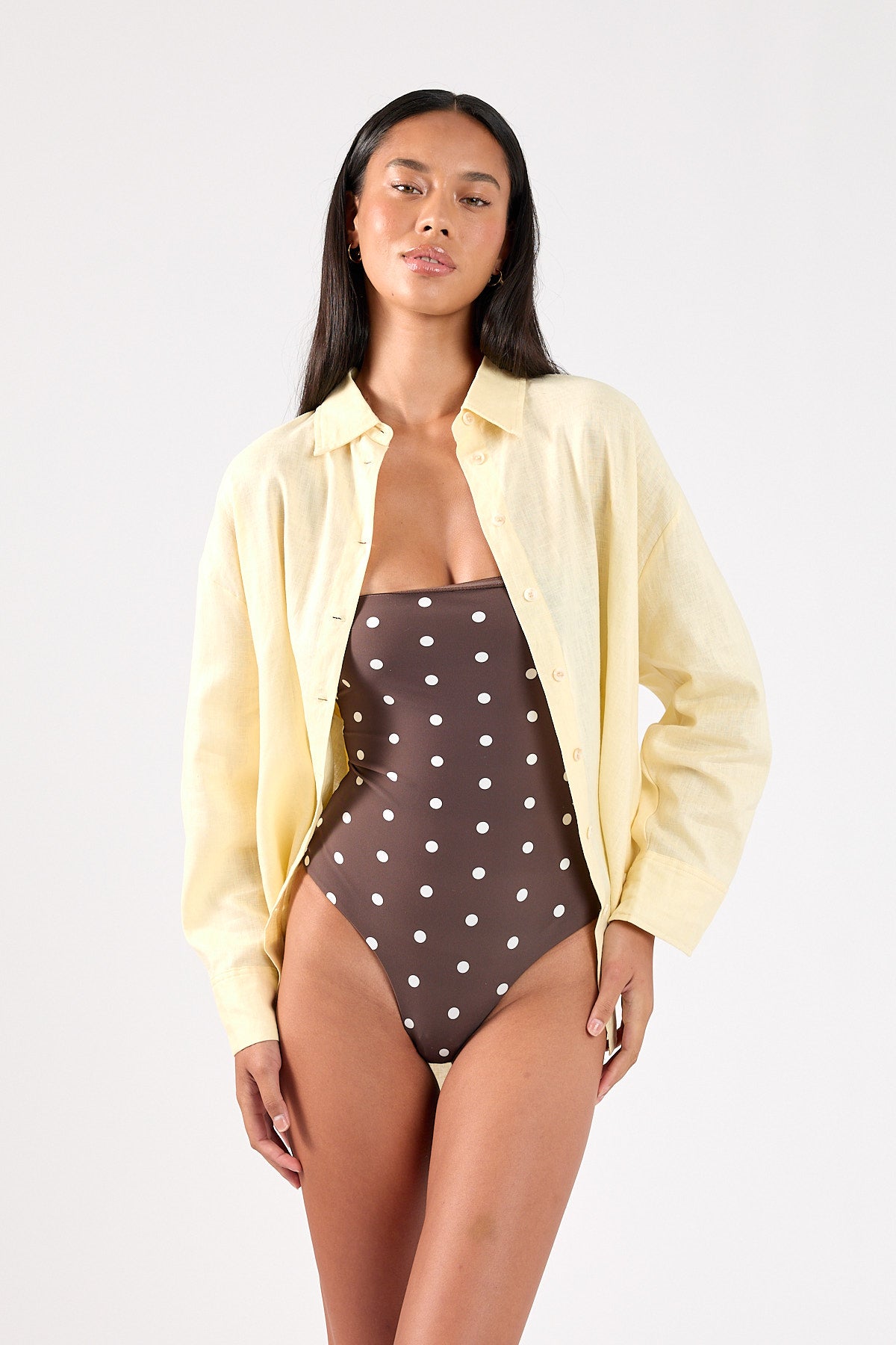 Perfect Stranger Auralie Strapless One Piece Brown Polka