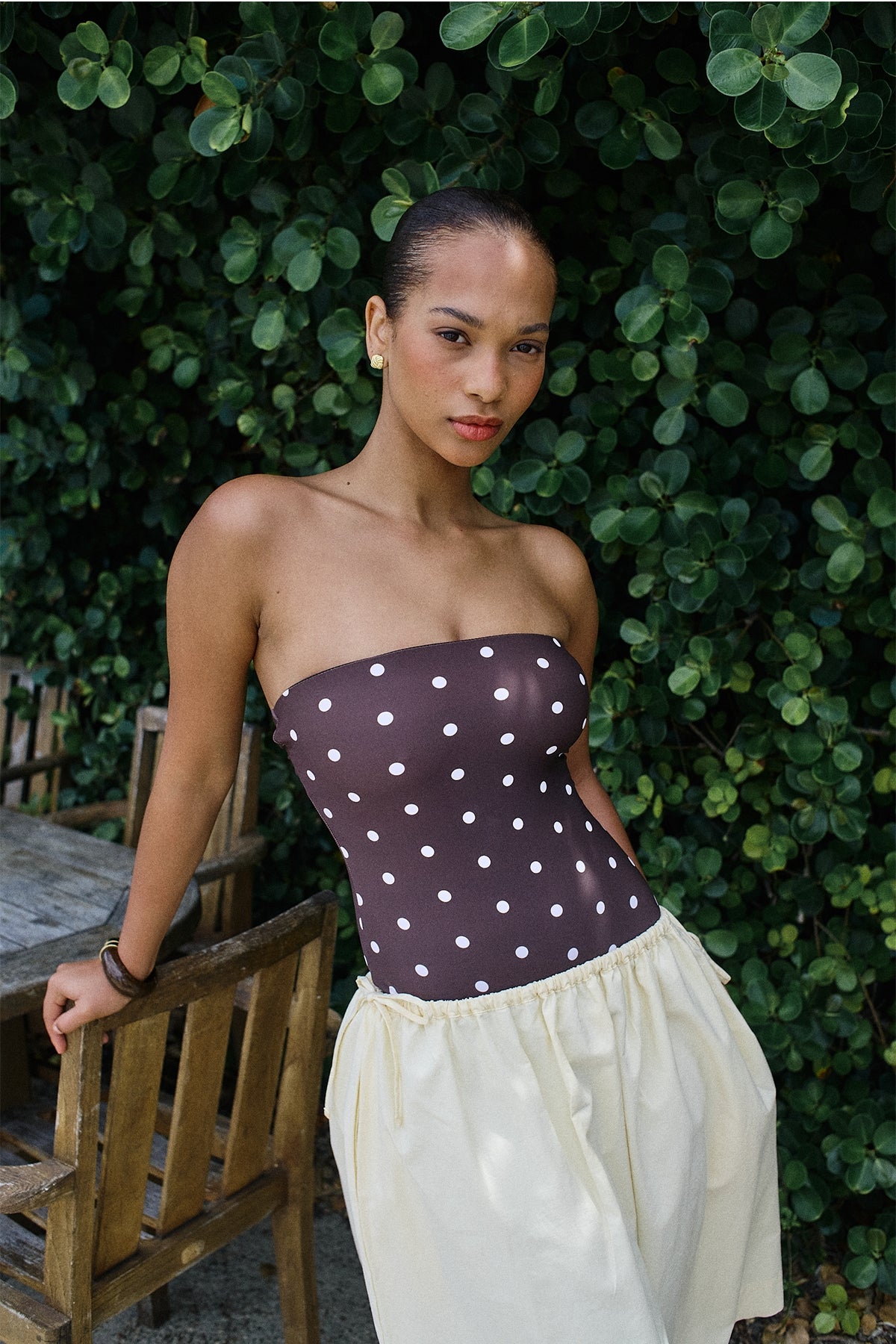 Perfect Stranger Auralie Strapless One Piece Brown Polka