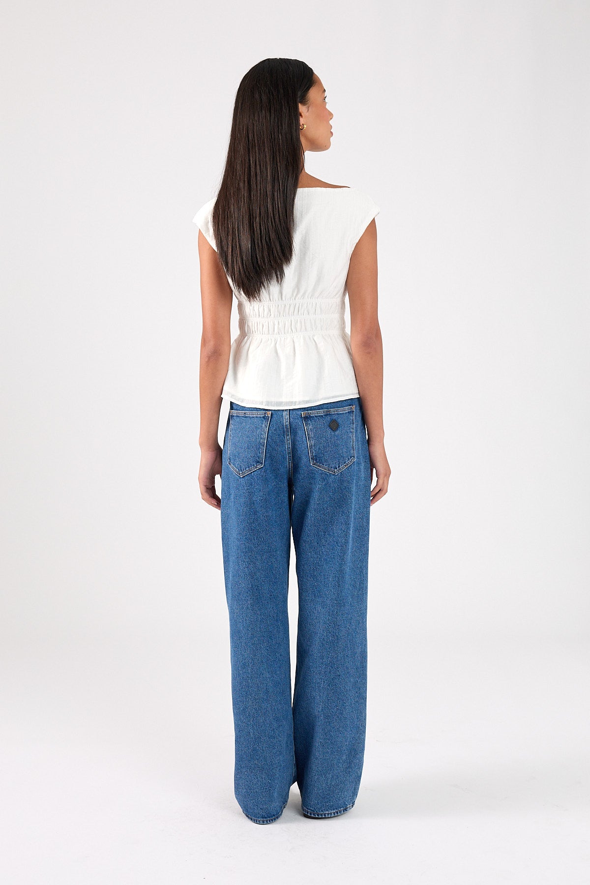 Perfect Stranger Claudette Shirred Top White