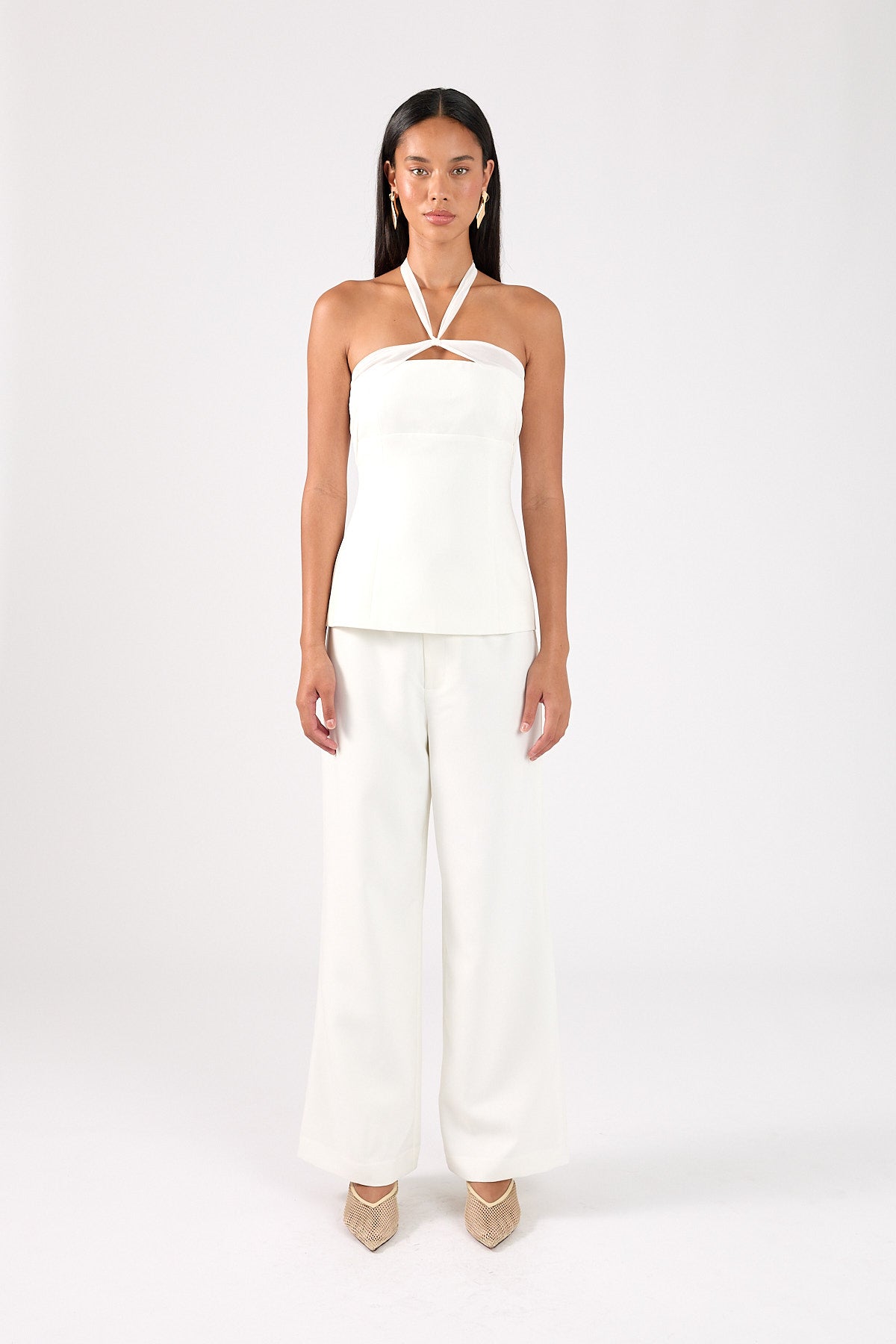Perfect Stranger Nova Tailored Halter Top White