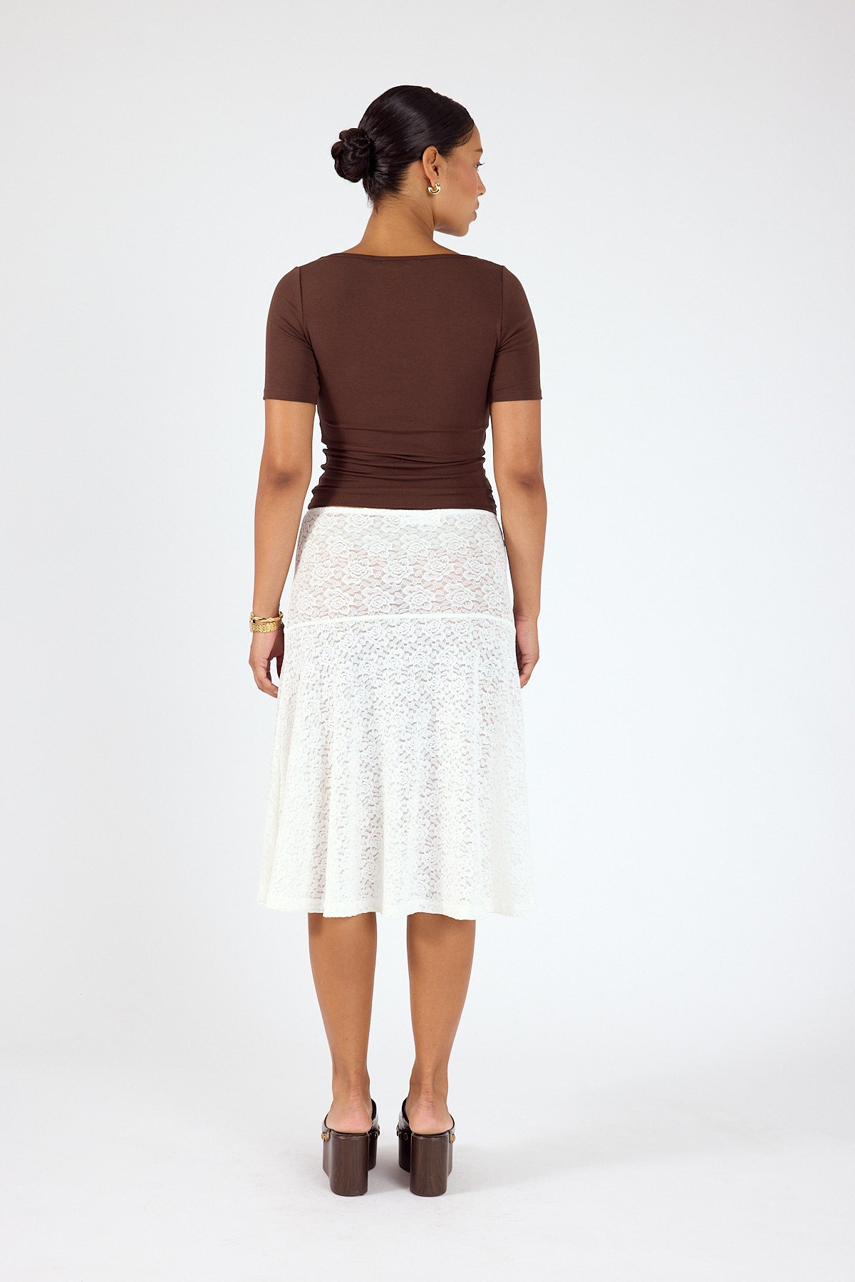 Perfect Stranger Longline V-Neck Tee Brown