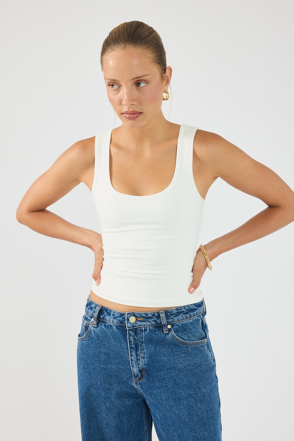 Perfect Stranger Luma Stretch Tank Top White