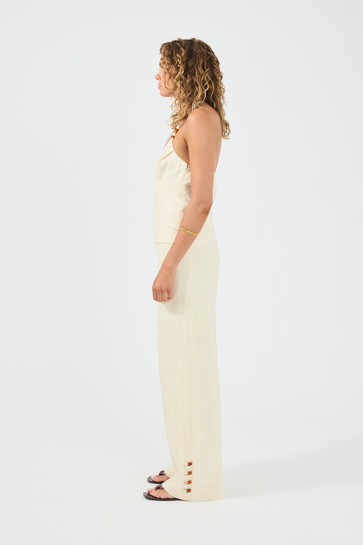 Perfect Stranger Juni Linen Mid Rise Pants Butter