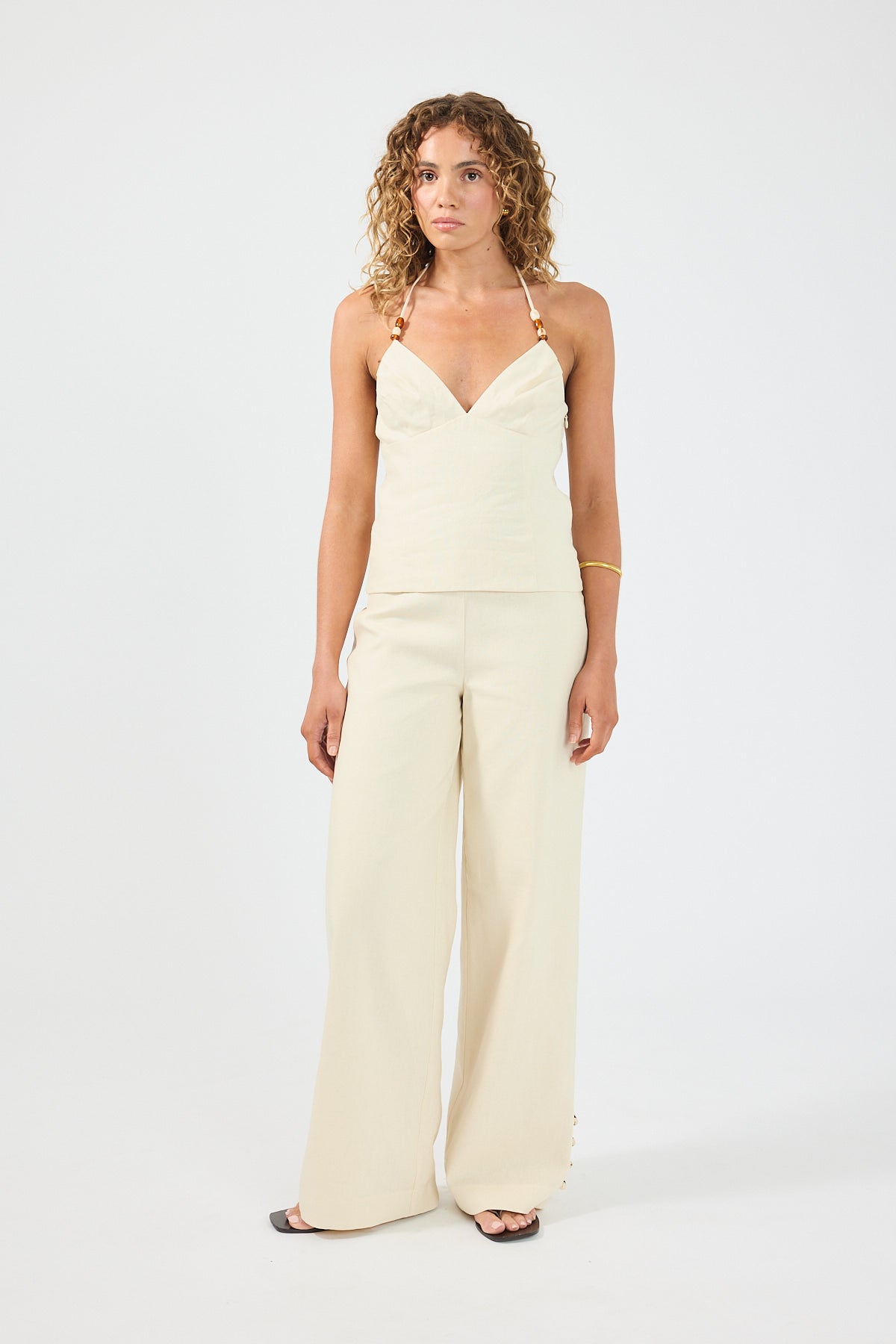 Perfect Stranger Juni Linen Mid Rise Pants Butter