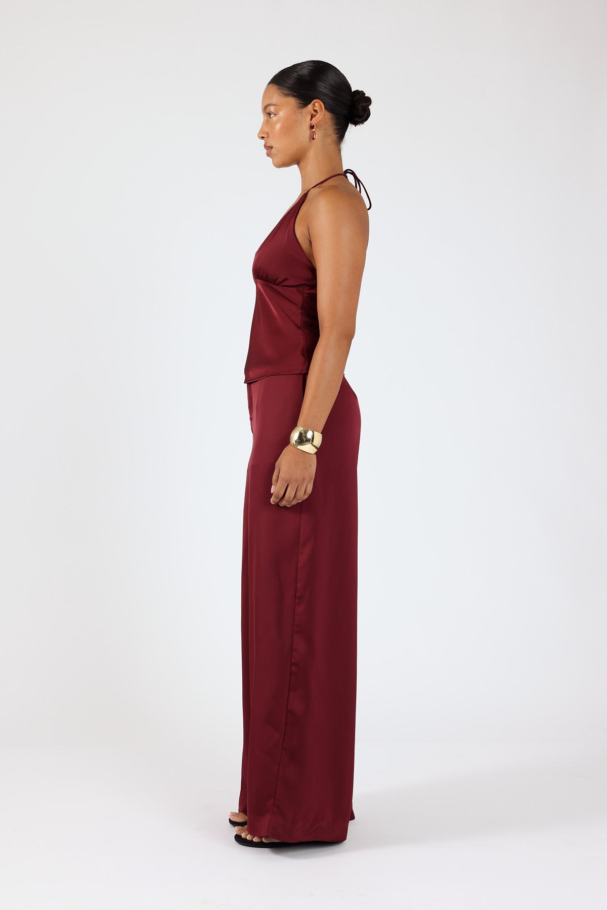 Perfect Stranger Gia Satin Halter Top Burgundy
