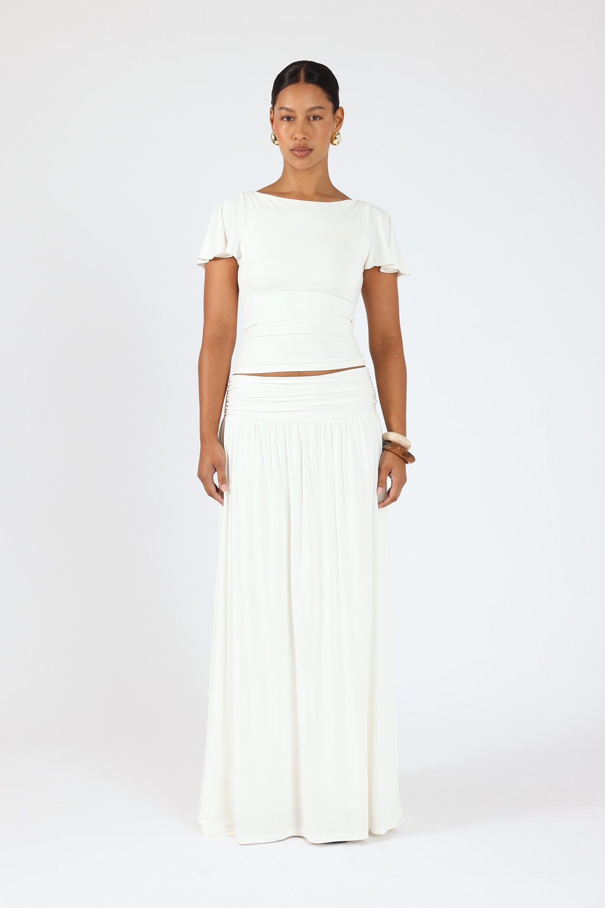 Perfect Stranger Ellison Jersey Maxi Skirt Off White