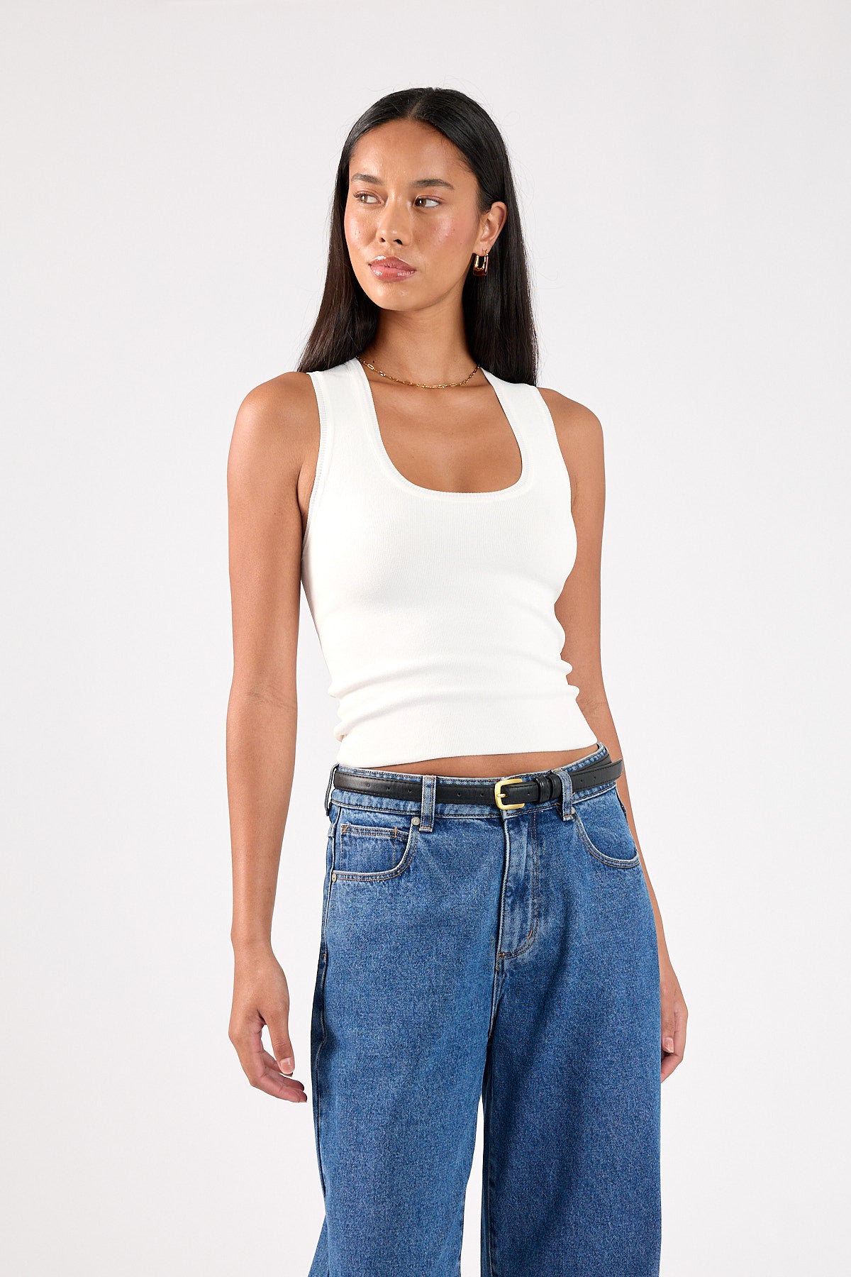 Perfect Stranger Sublime Knit Racer Top White