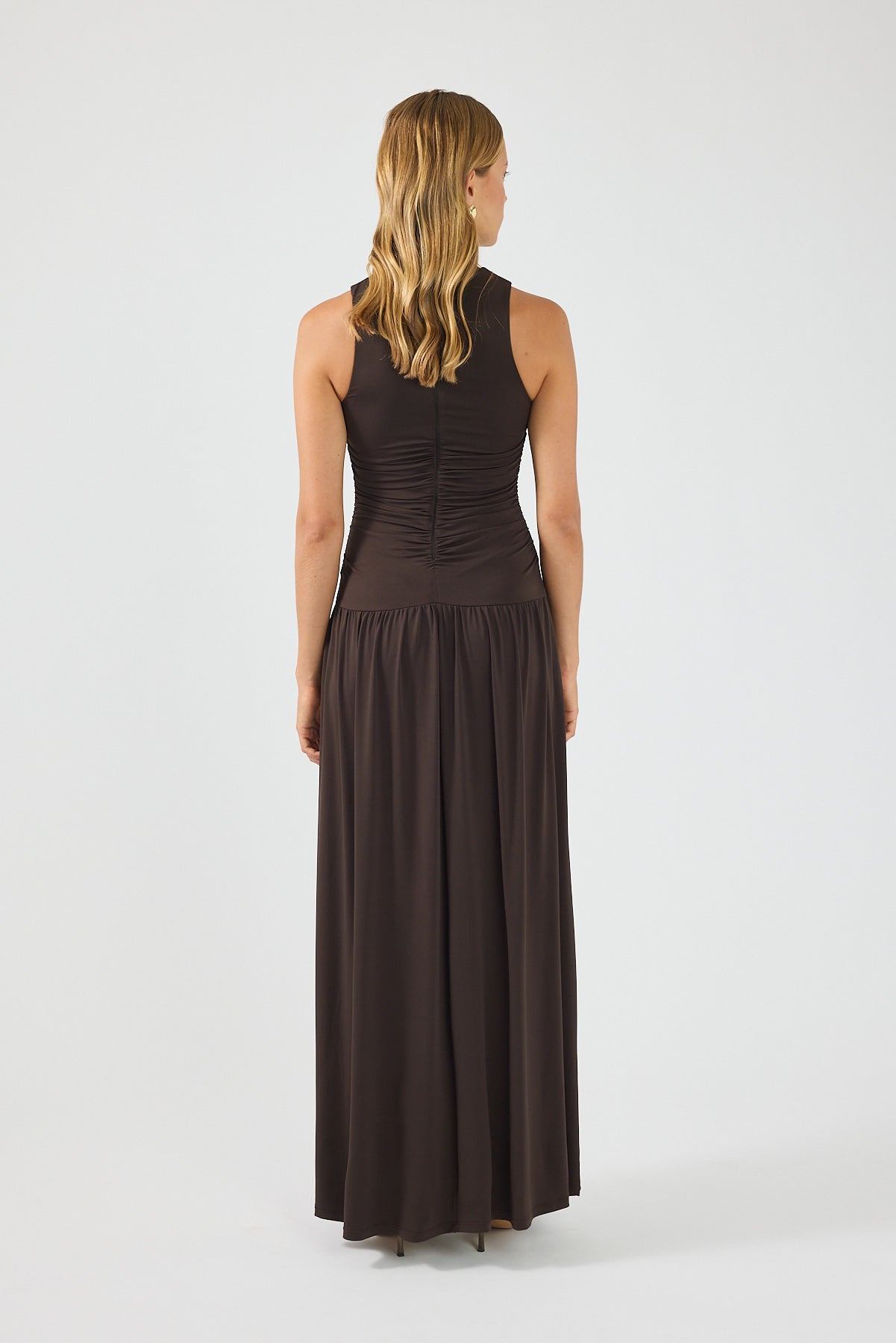 Perfect Stranger Camille High Neck Maxi Dress Brown