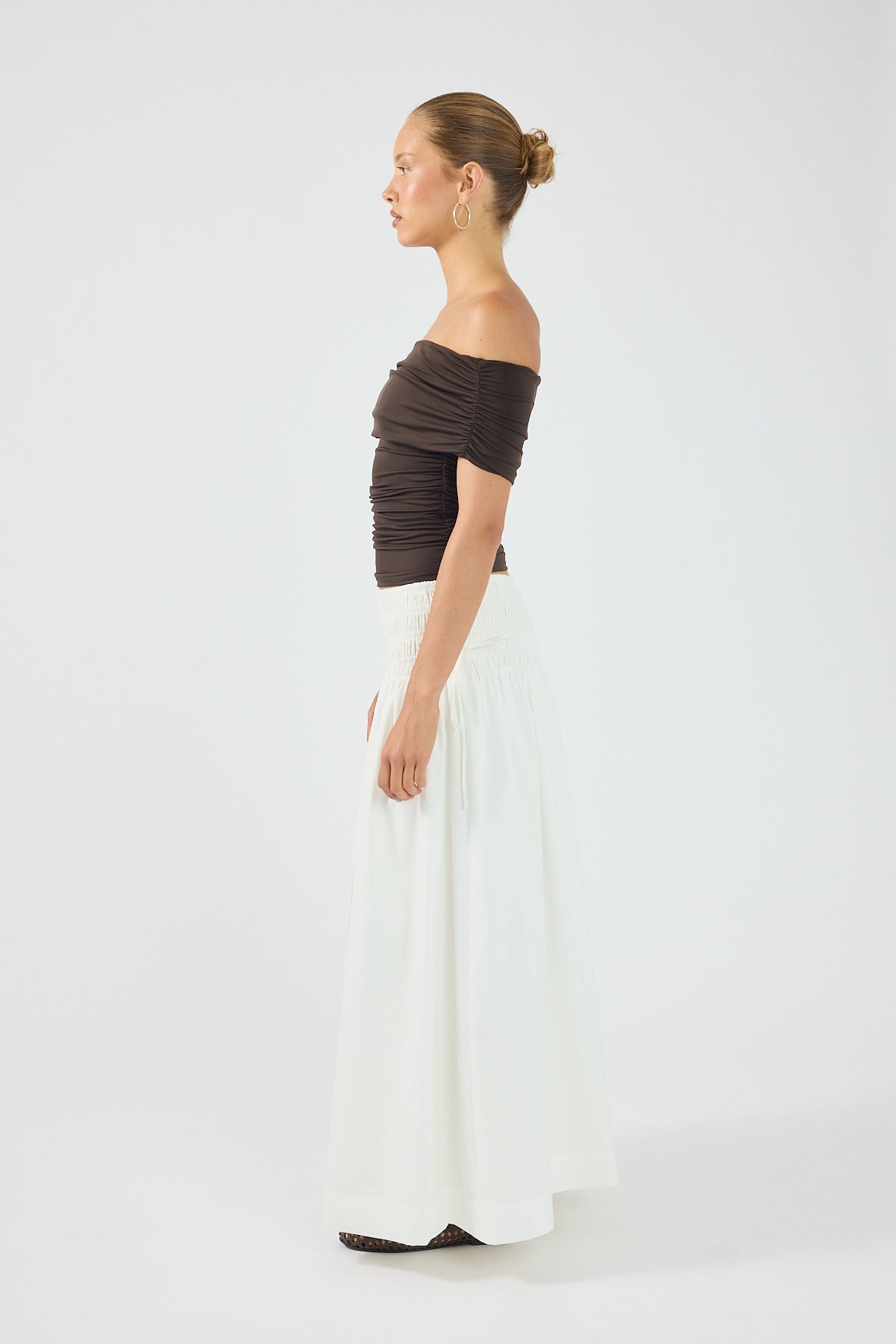 Perfect Stranger Rhiannon Off Shoulder Top Brown