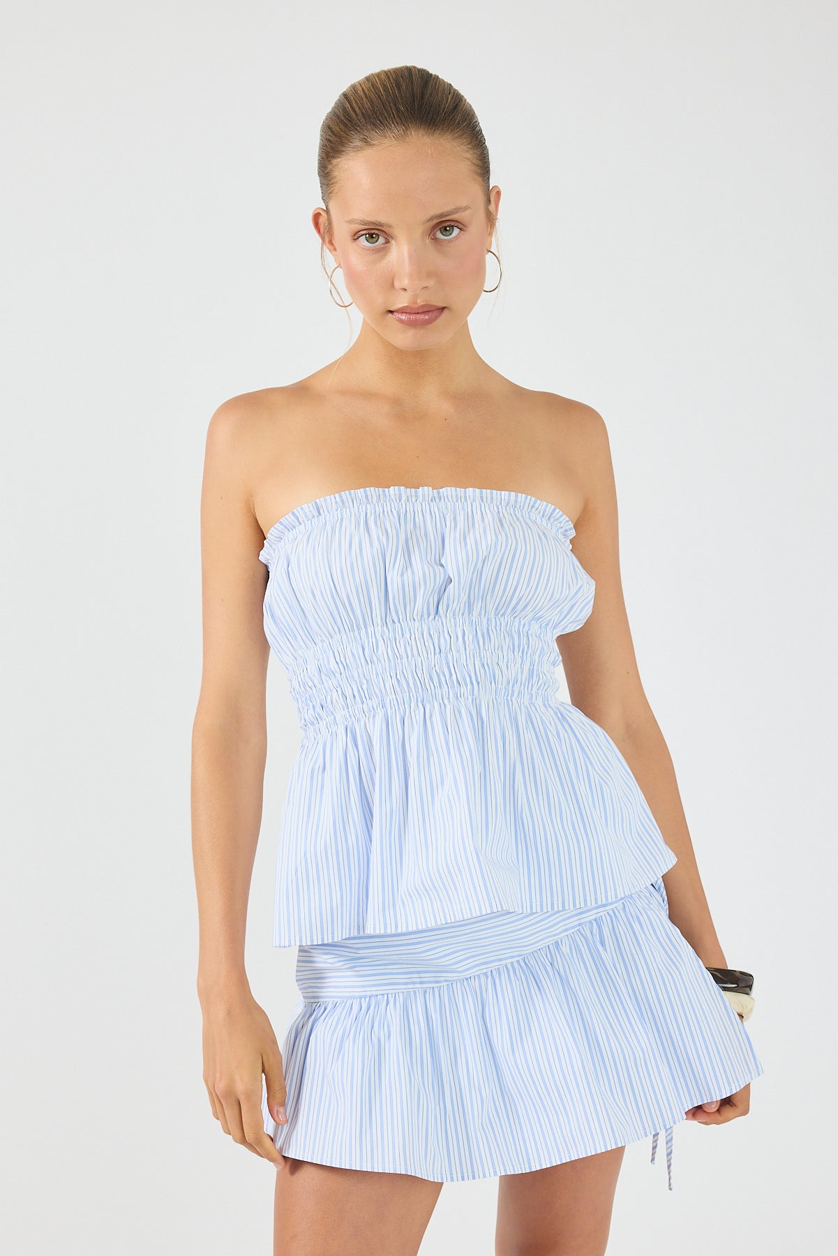 Perfect Stranger Skye Stripe Strapless Top Blue Stripe