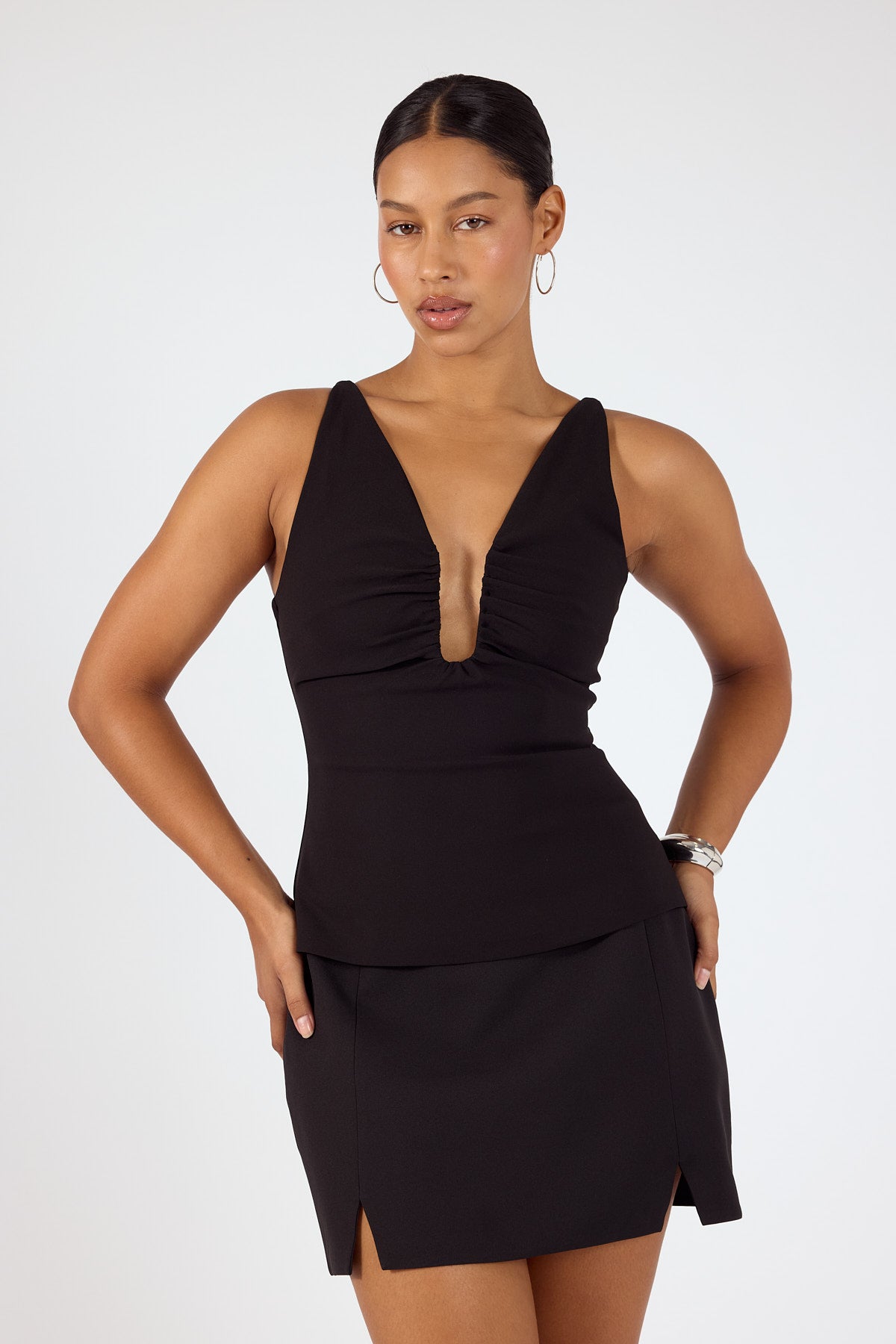 Perfect Stranger Nico Split High Rise Skort Black