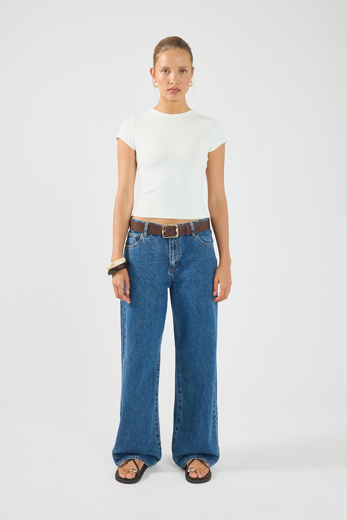 Perfect Stranger Streamline Cap Sleeve T-shirt Off White