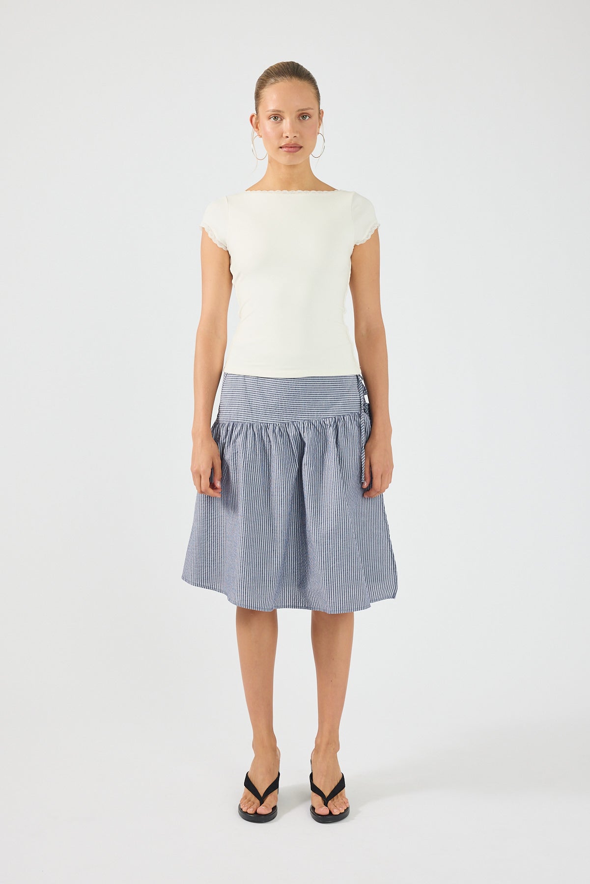 Perfect Stranger Lace Boat Neck T-Shirt White