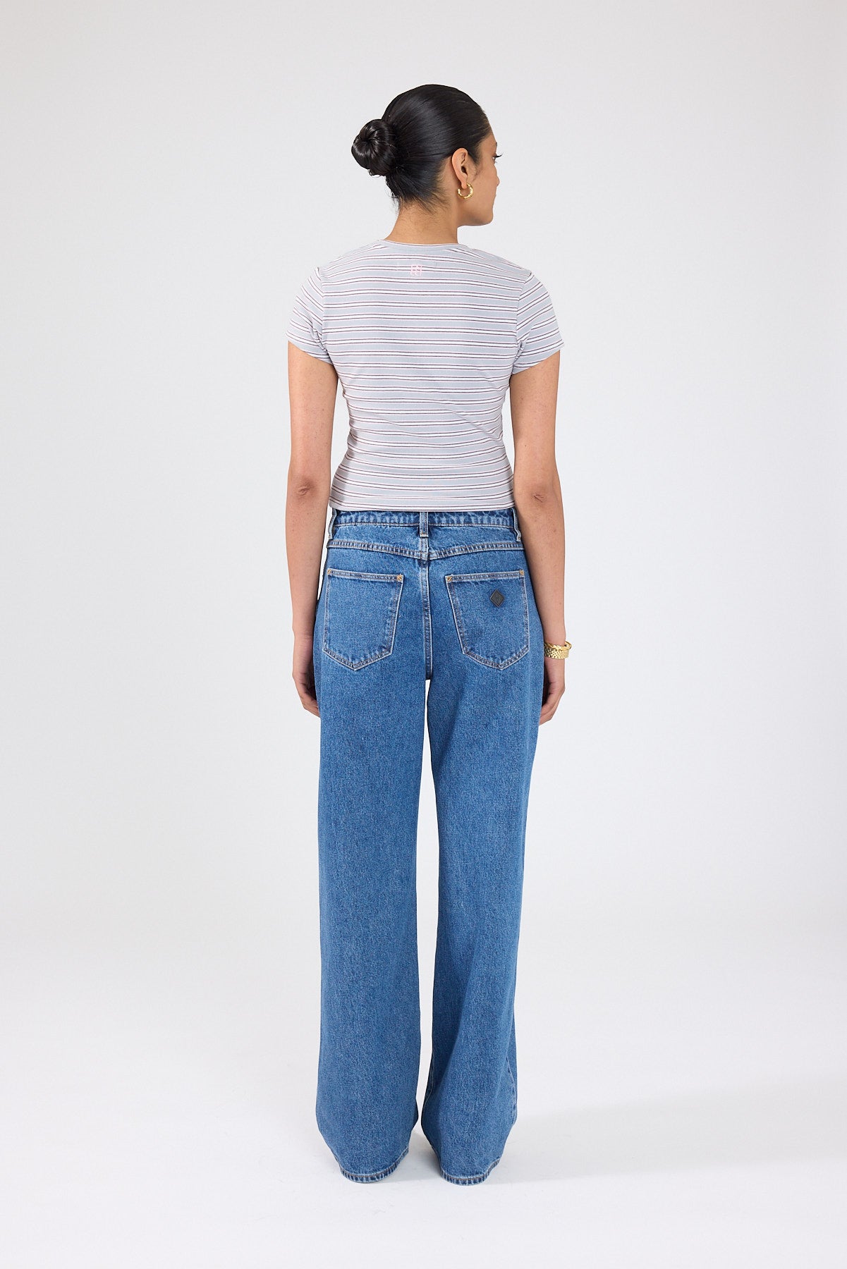 Perfect Stranger Tate Cap Sleeve T-shirt Grey Stripe