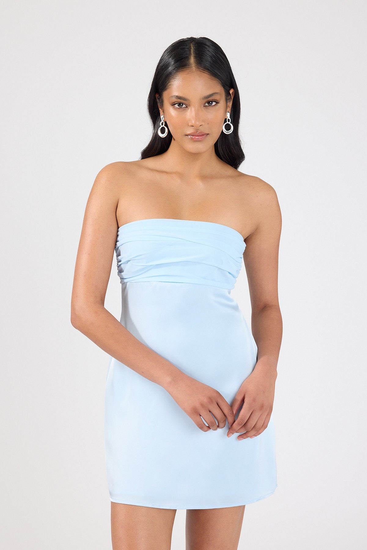 Perfect Stranger Delta Satin Mini Dress Blue