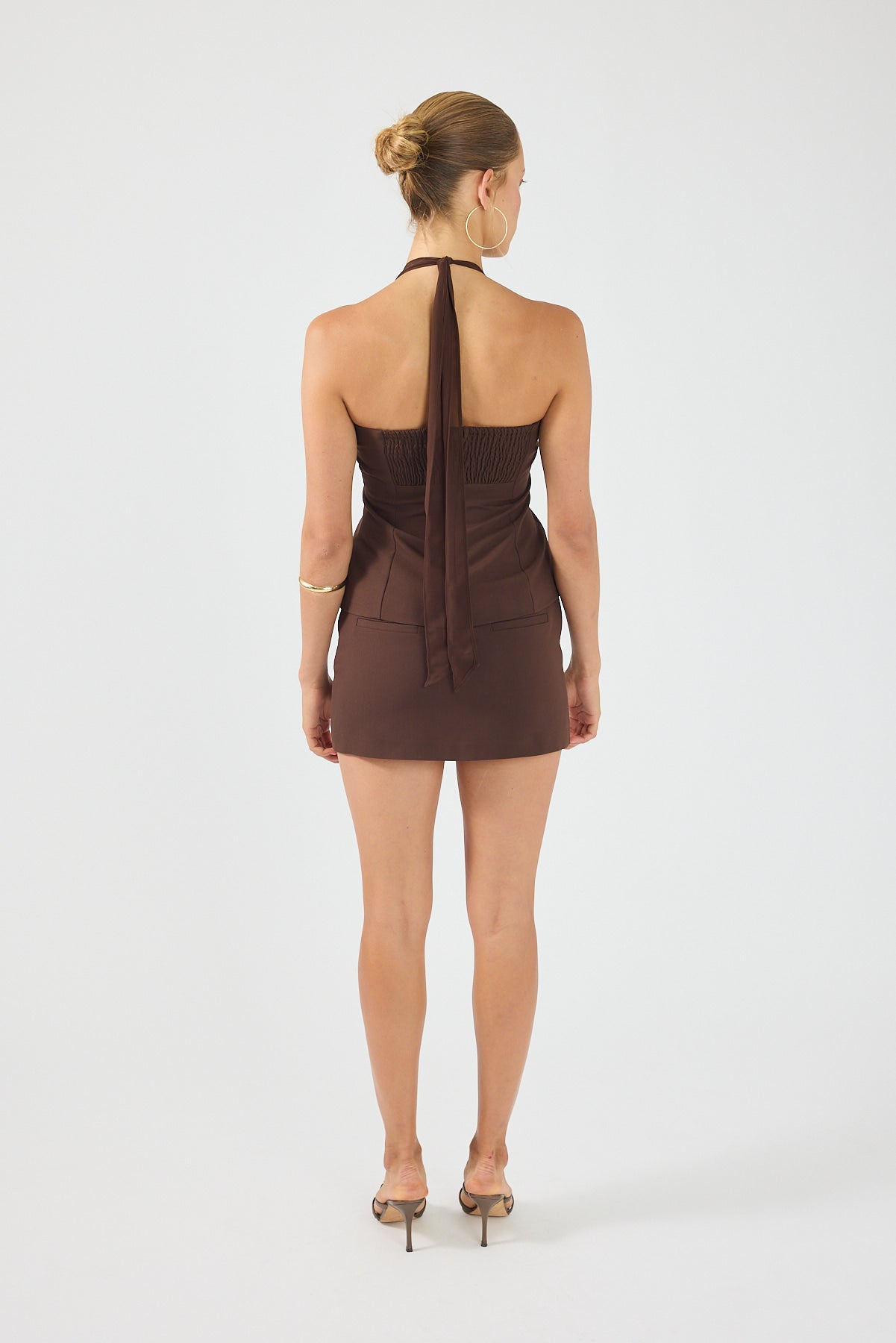 Perfect Stranger Avel Mid Rise Tailored Skort Brown
