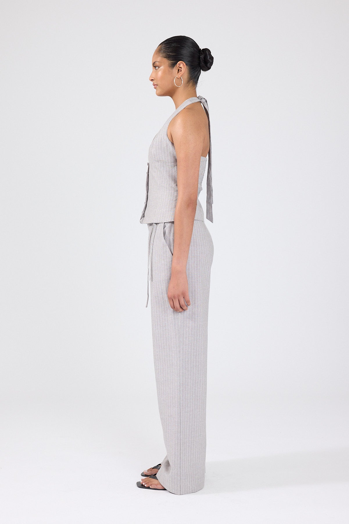 Perfect Stranger Rowe Mid Rise Pant Grey Pinstripe