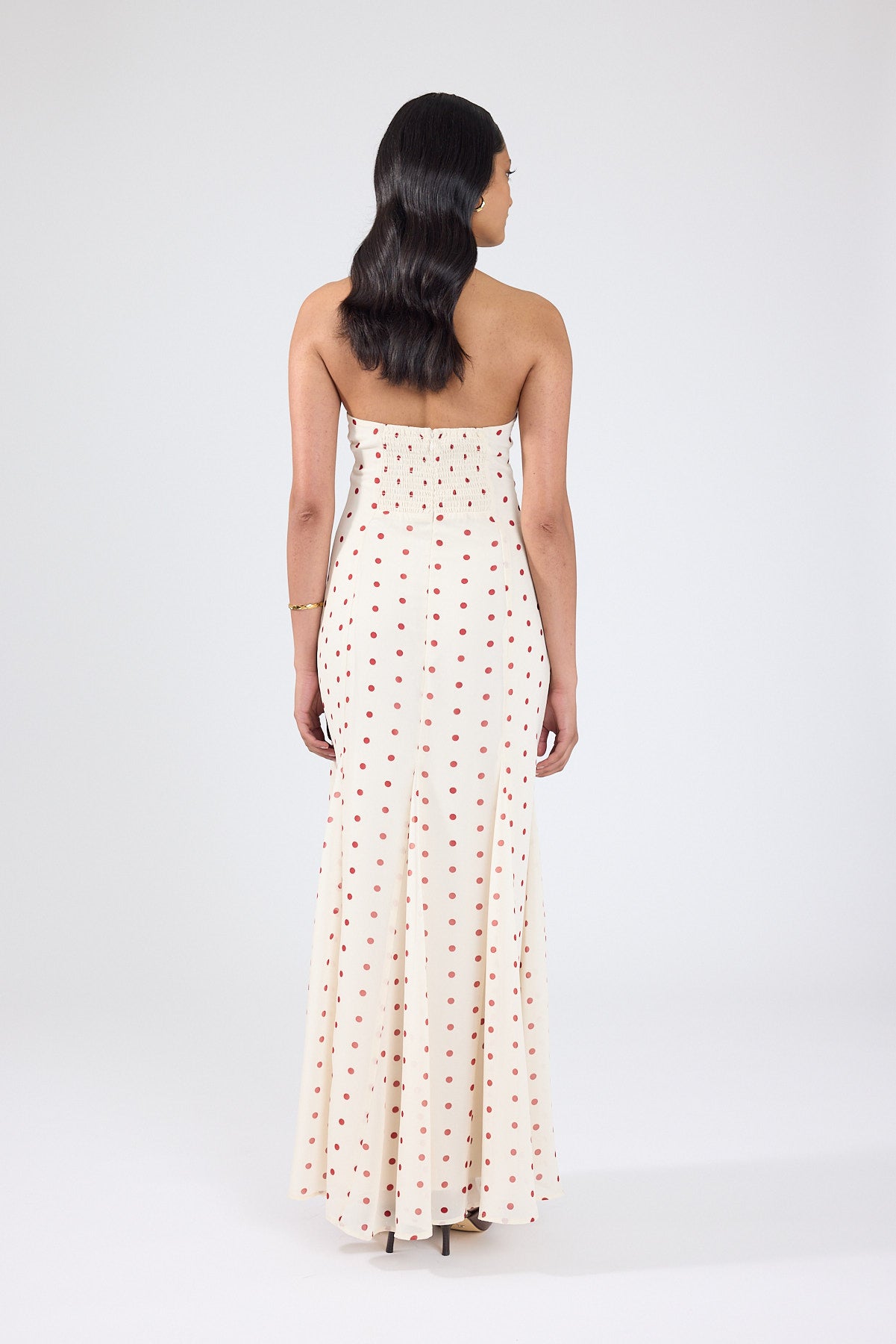 Perfect Stranger Ivana Halter Chiffon Maxi Dress Cream/Red Polka Dot