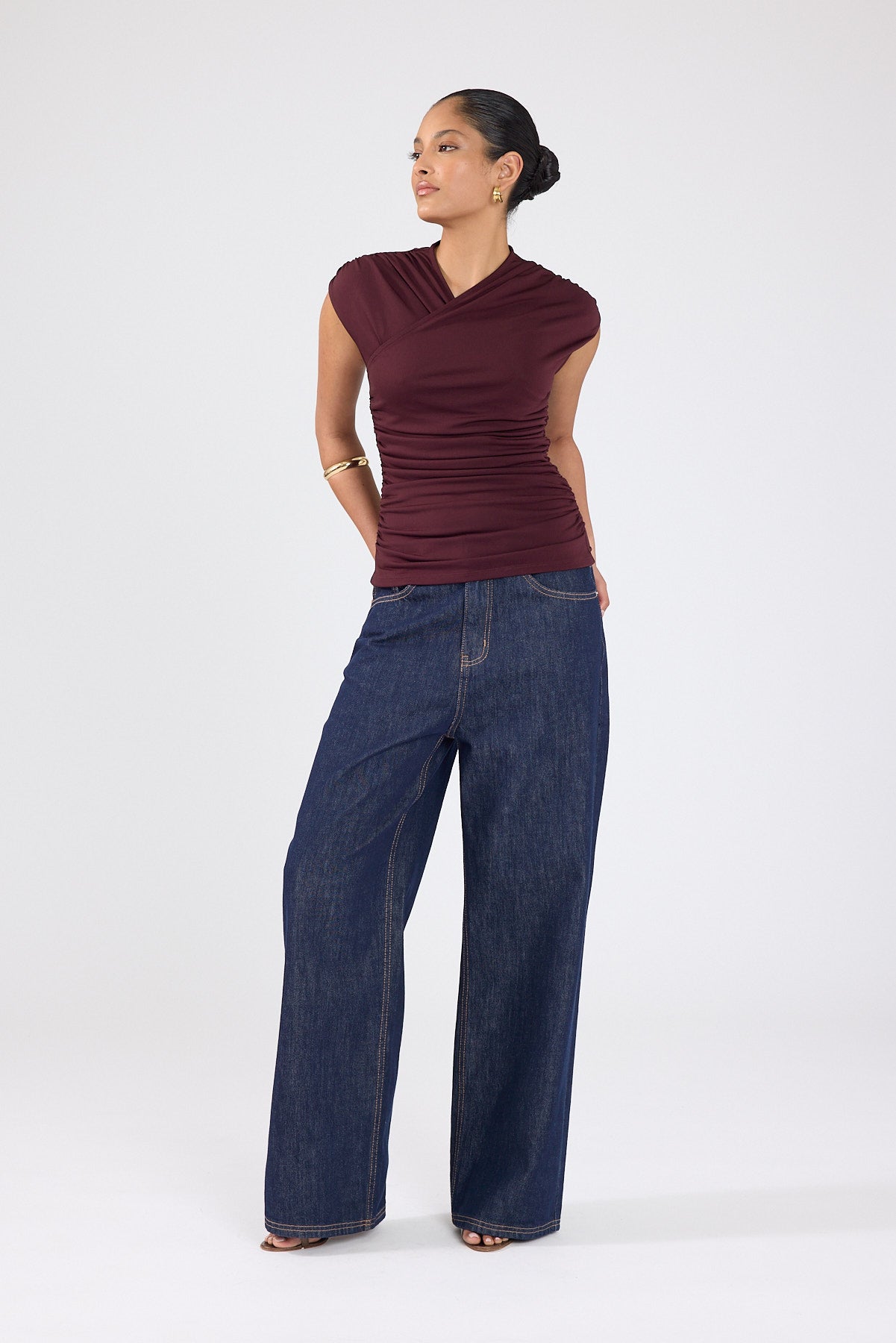 Perfect Stranger Dara Sleeveless Wrap Top Plum