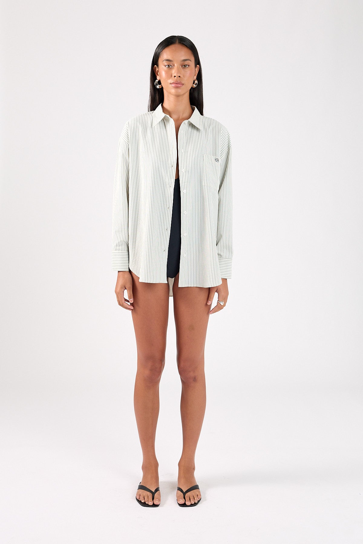 Perfect Stranger Hunter Stripe Oversized Shirt White/Black Stripe