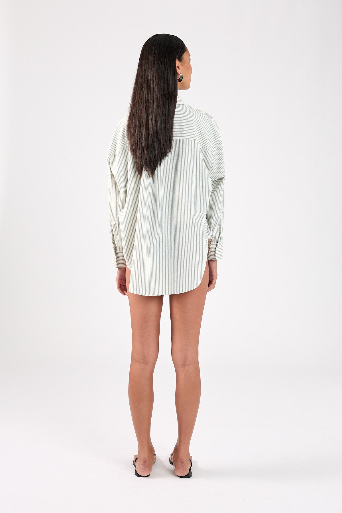 Perfect Stranger Hunter Stripe Oversized Shirt White/Black Stripe