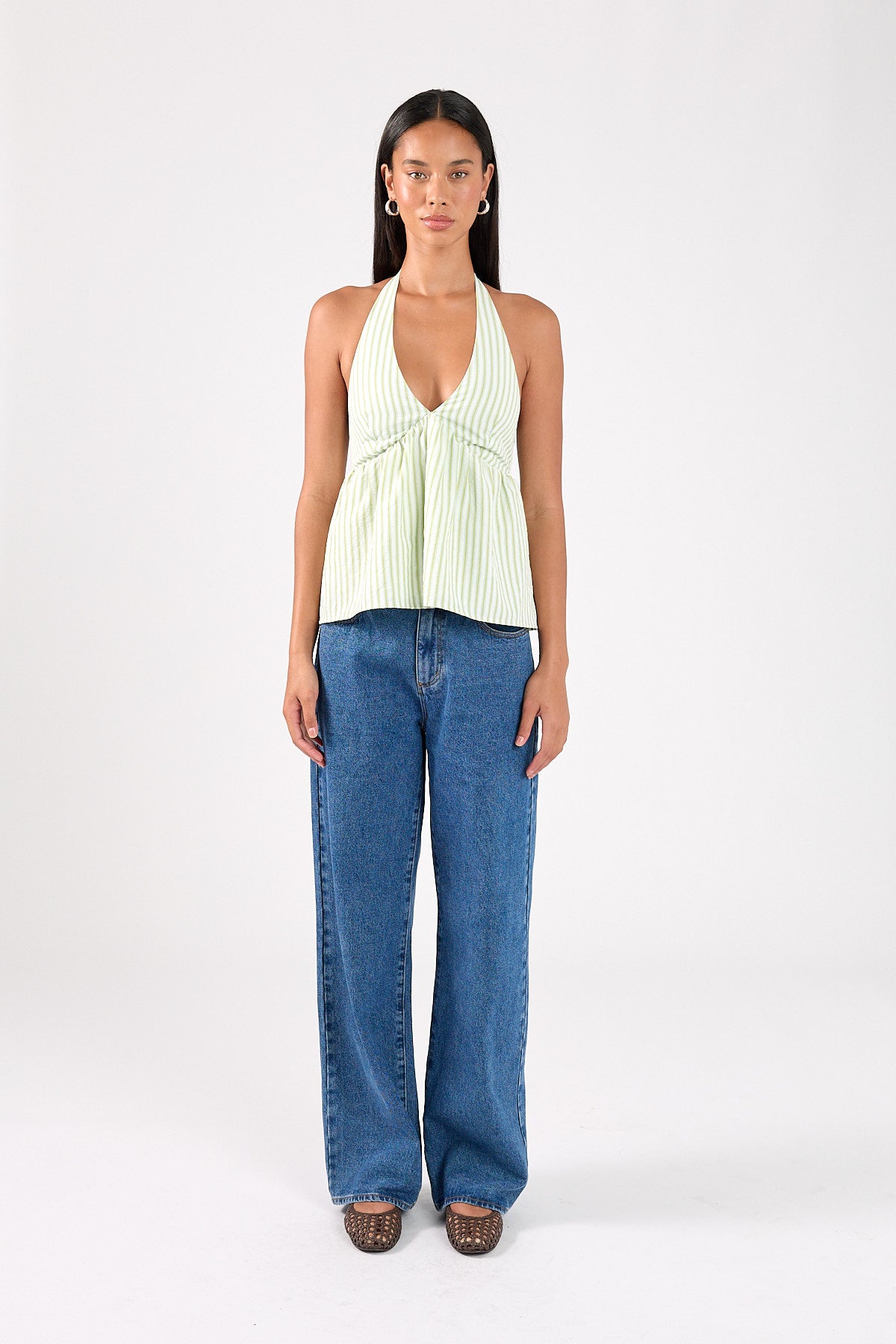 Perfect Stranger Aya Halter Top Blue/Green Stripe
